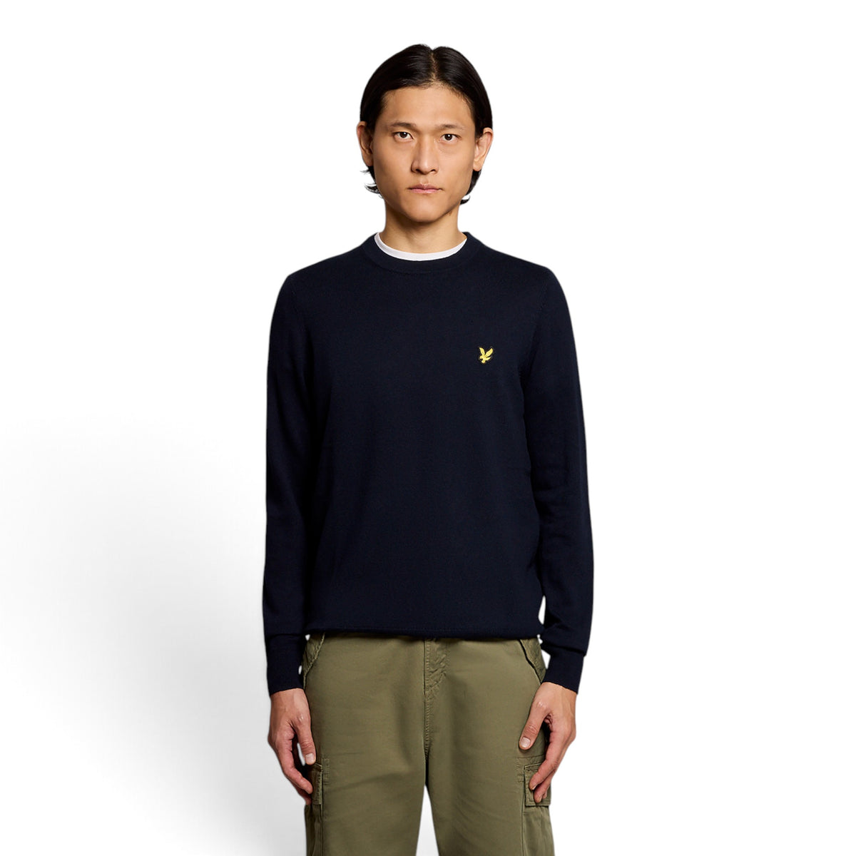 MAGLIONE GIROCOLLO IN COTONE E LANA MERINO