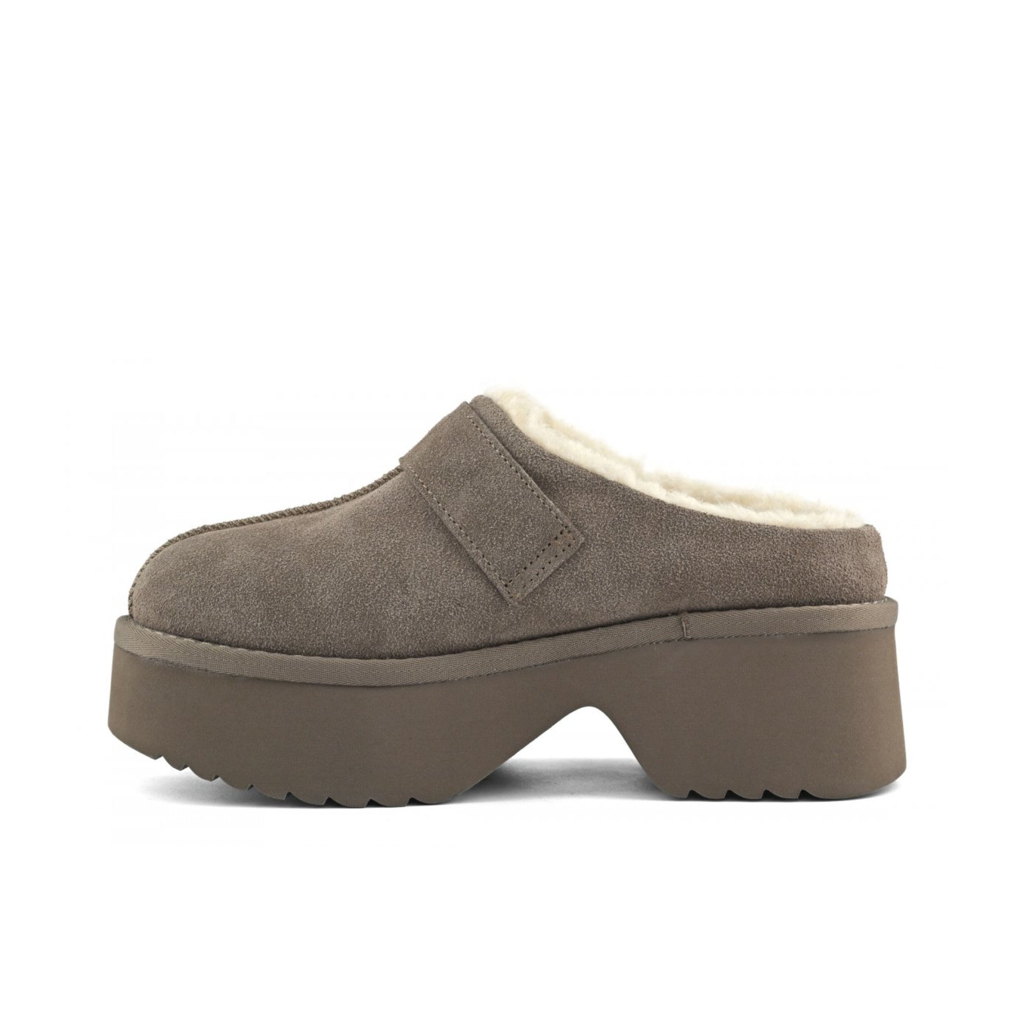 SABOT IN PELLE SCAMOSCIATA CON SUOLA PLATEAU