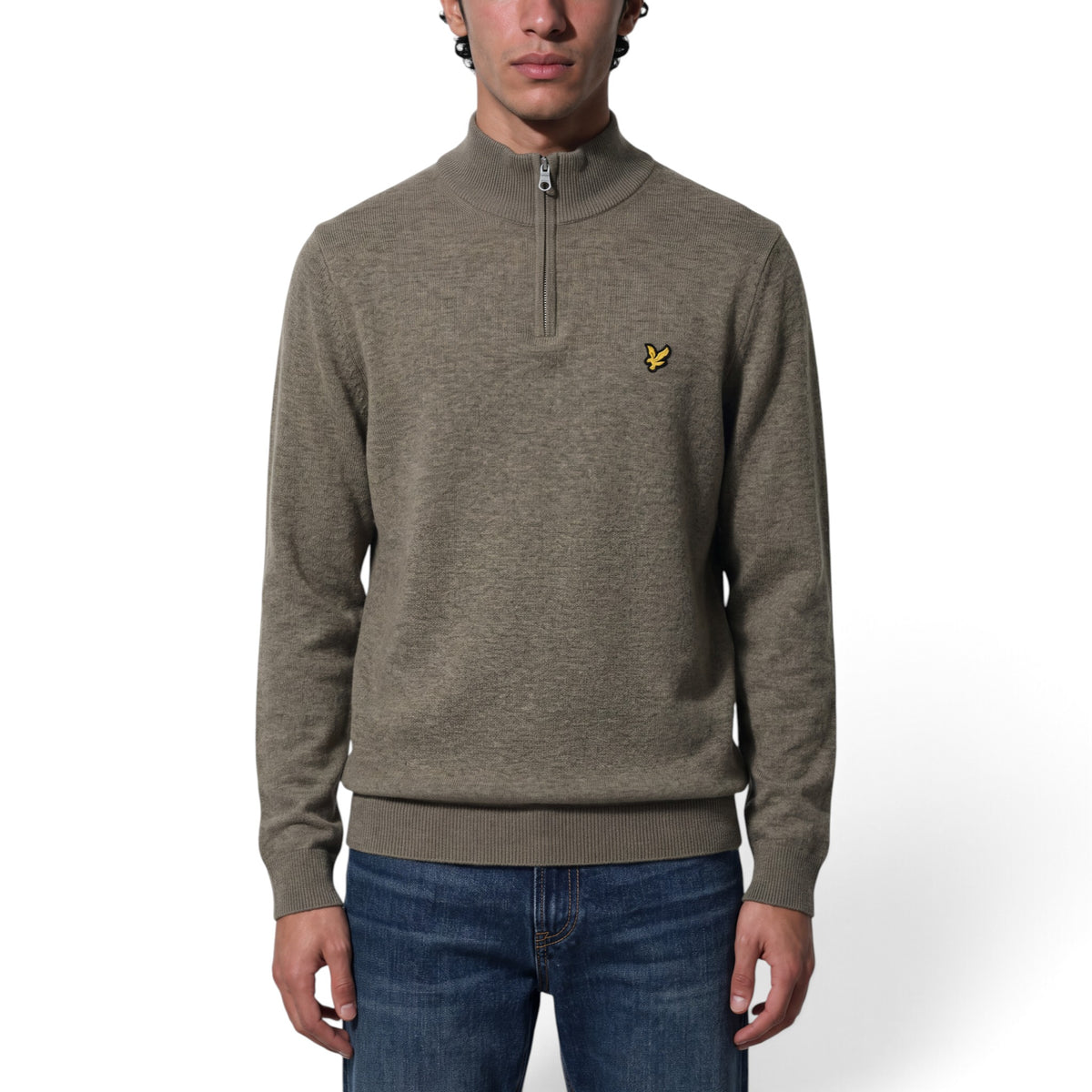 MAGLIONE CON ZIP 1/4 IN MISTO LANA D'AGNELLO