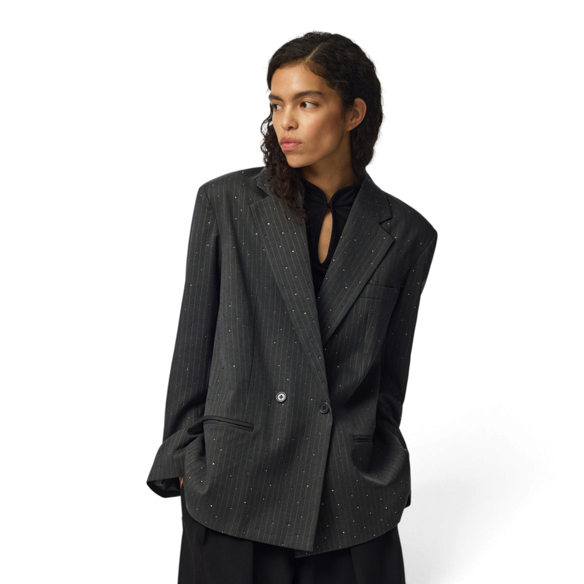 FALKA PINSTRIPED BLAZER WITH RHINESTONES