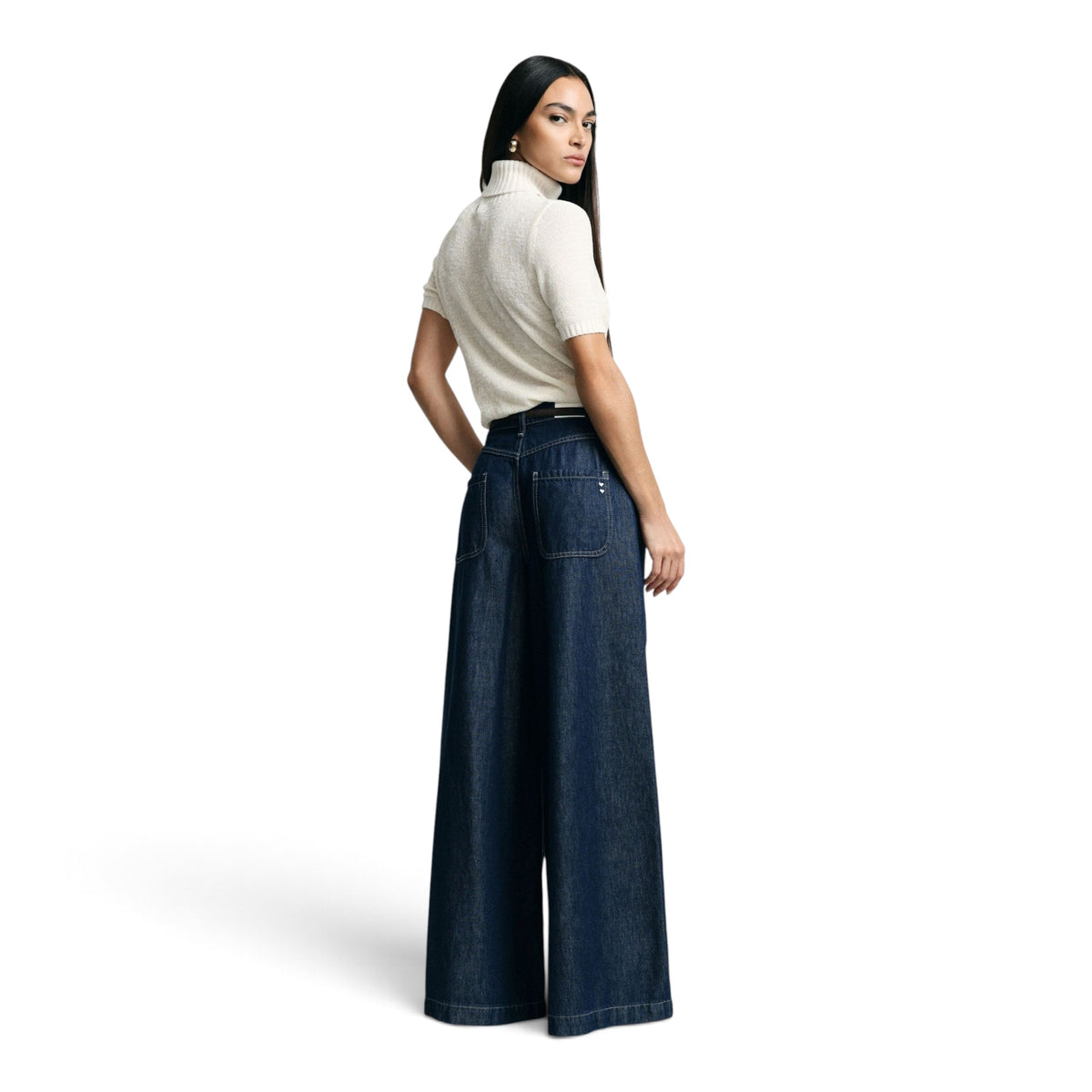 JEANS SCURI A GAMBA MOLTO AMPIA VITA MEDIA