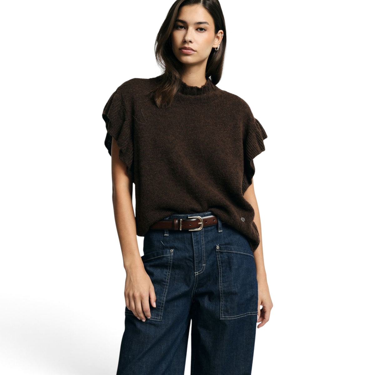 MAGLIONE SMANICATO CON  MANICHE VOLANT