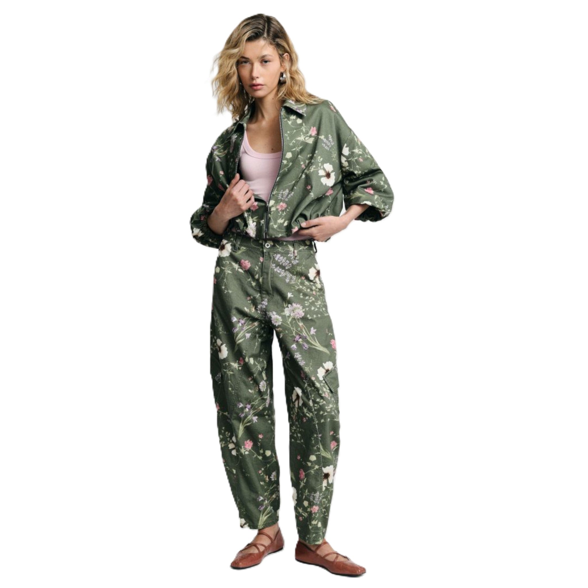 PANTALONE CARGO STAMPA FLOREALE
