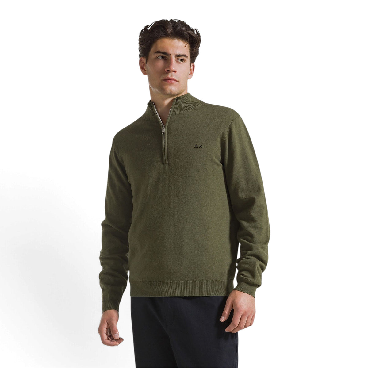 MAGLIA IN COTONE E LANA CON ZIP