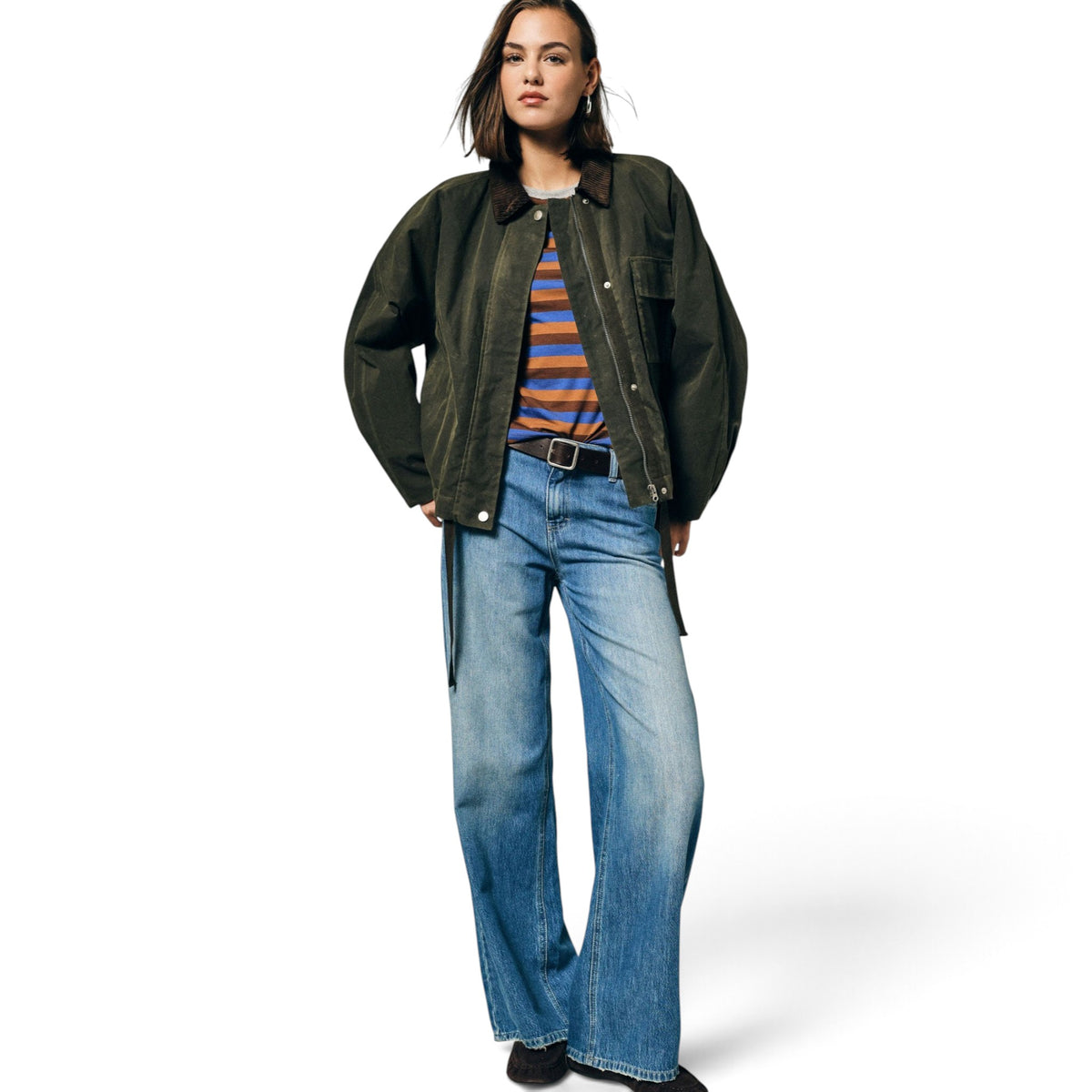 Jeans palazzo gamba dritta délavé