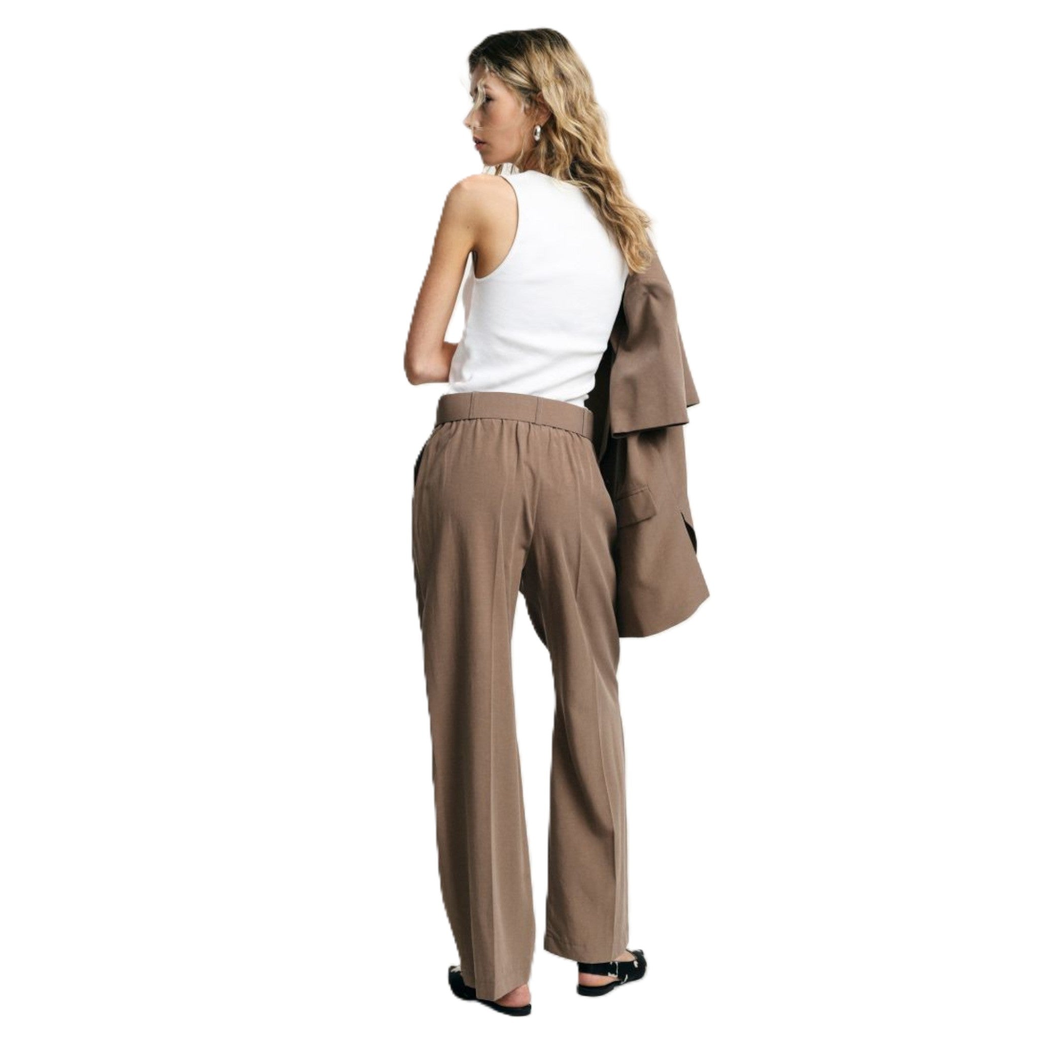 PANTALONI PALAZZO A VITA ALTA CON CINTURA