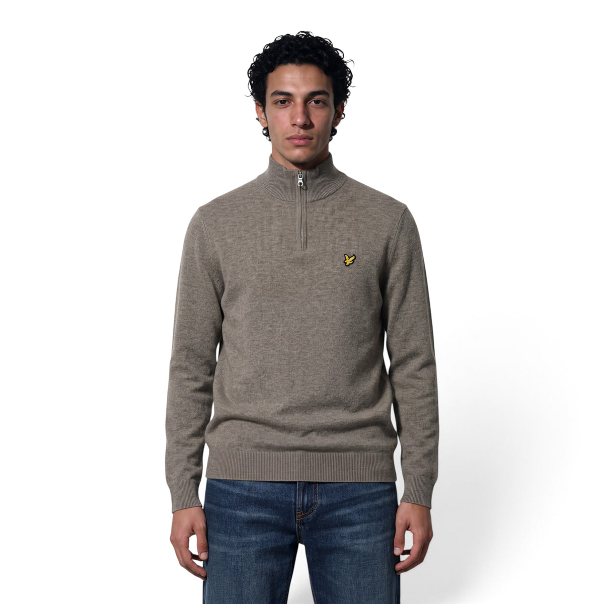 MAGLIONE CON ZIP 1/4 IN MISTO LANA D'AGNELLO