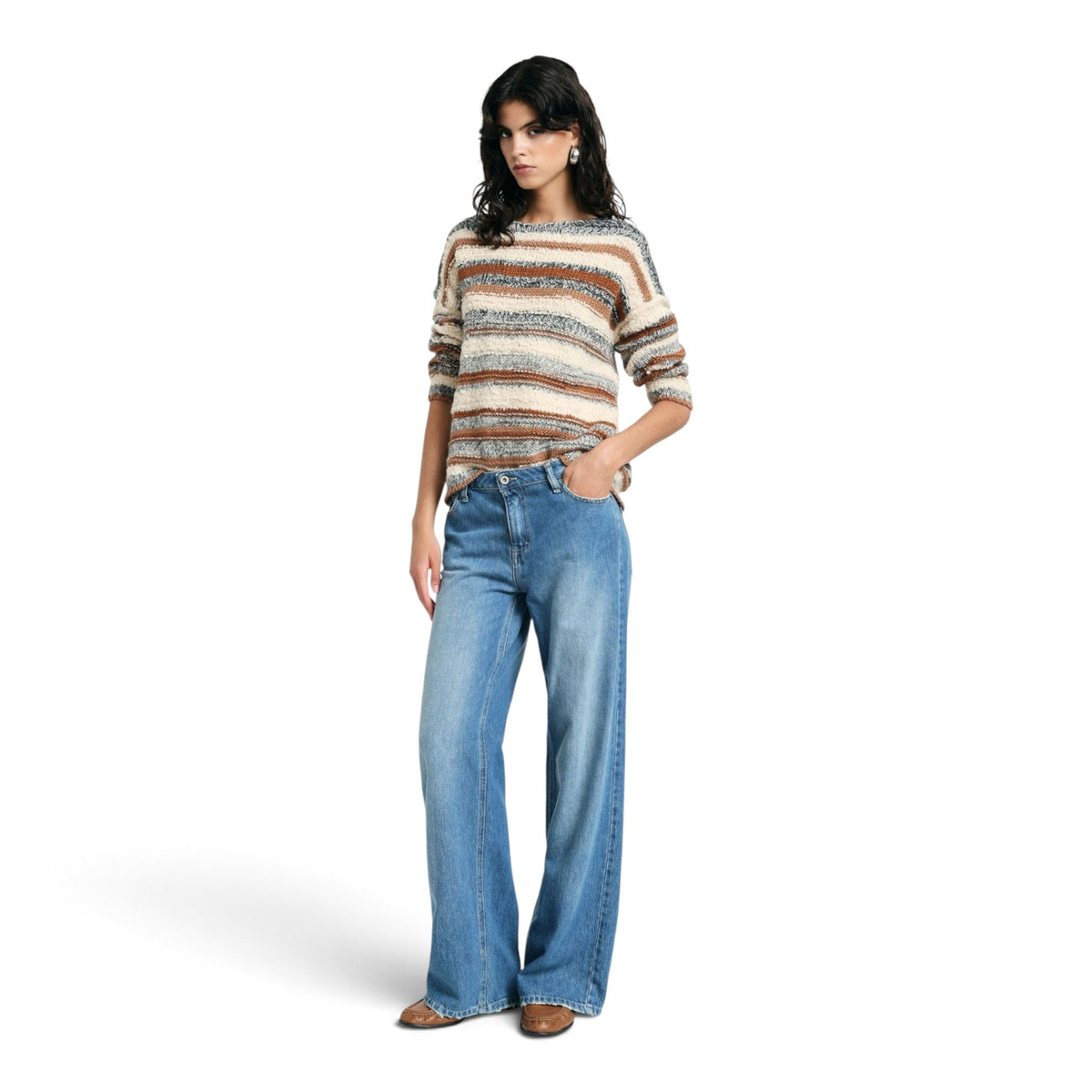 Jeans palazzo gamba dritta délavé