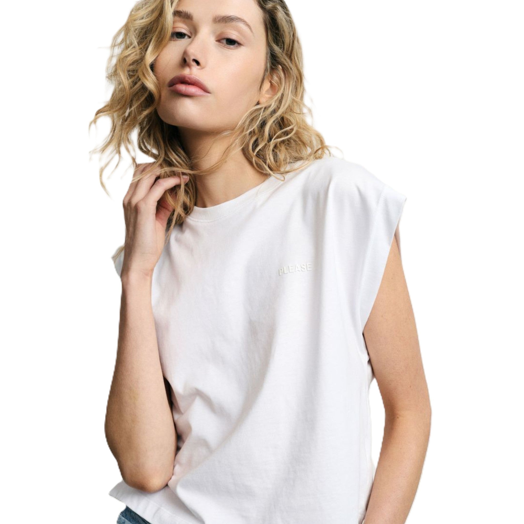 TOP CROPPED SENZA MANICHE CON SCOLLO