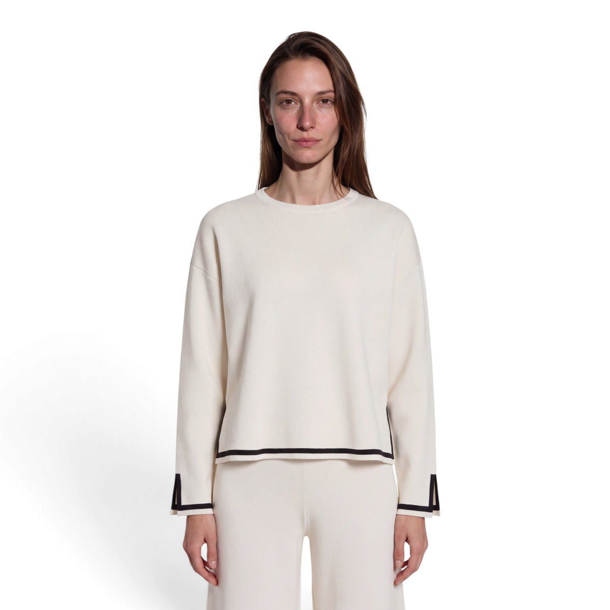 SWAY O-NECK CONTRAST KNIT