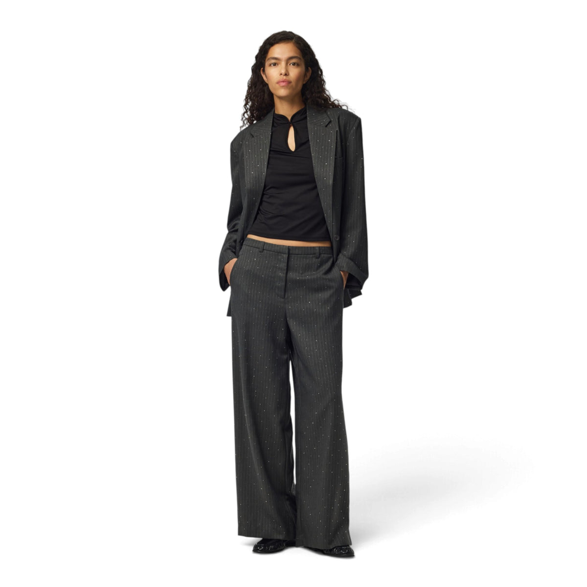FALKA PINSTRIPE PANTS WITH RHINESTONE