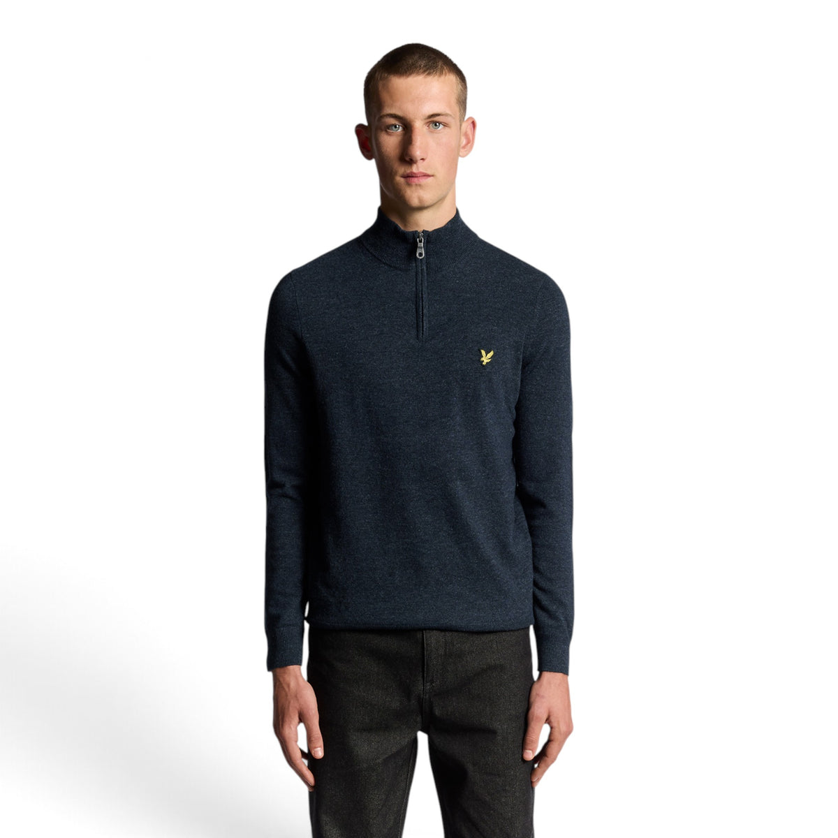 MAGLIONE CON ZIP 1/4 IN MISTO LANA D'AGNELLO