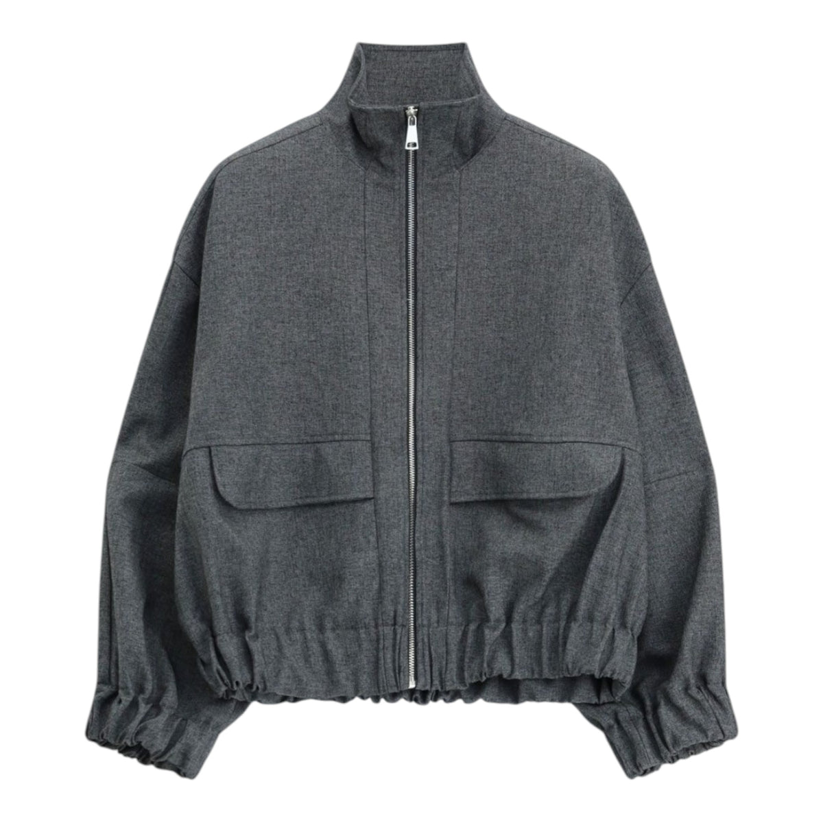 BOMBER CORTO CON ZIP E COULISSE SUL FONDO