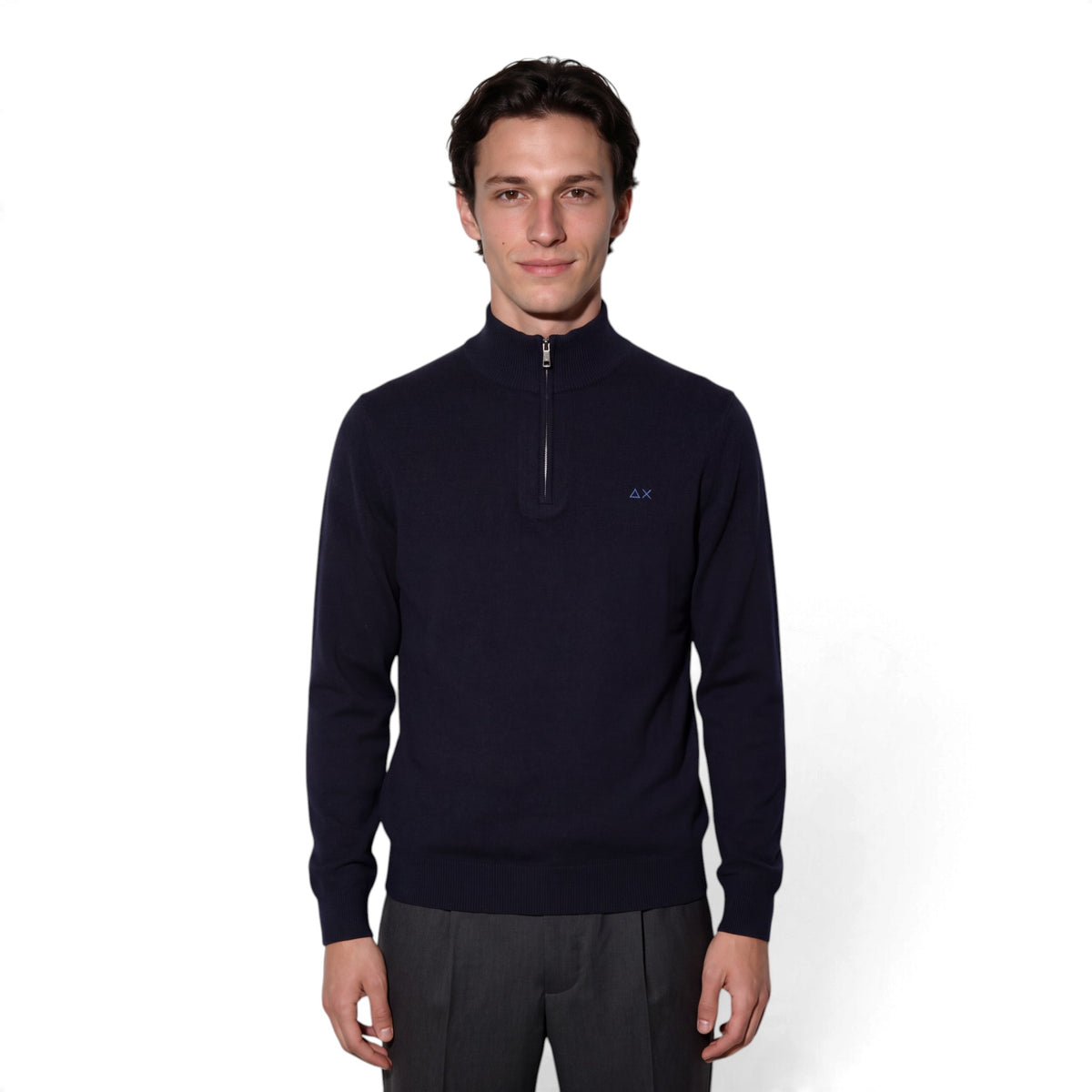 MAGLIA IN COTONE E LANA CON ZIP