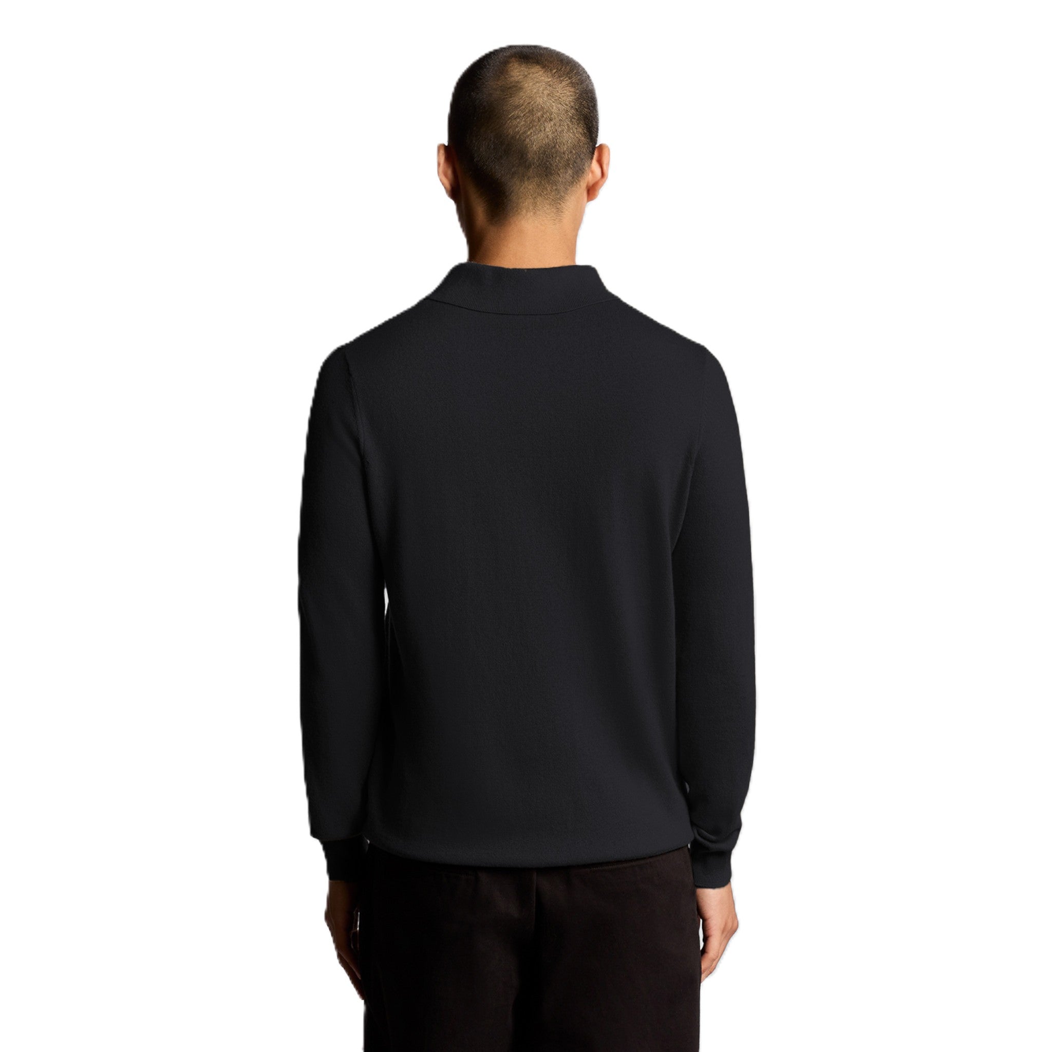 COTTON MERINO LONG SLEEVE KNITTED POLO