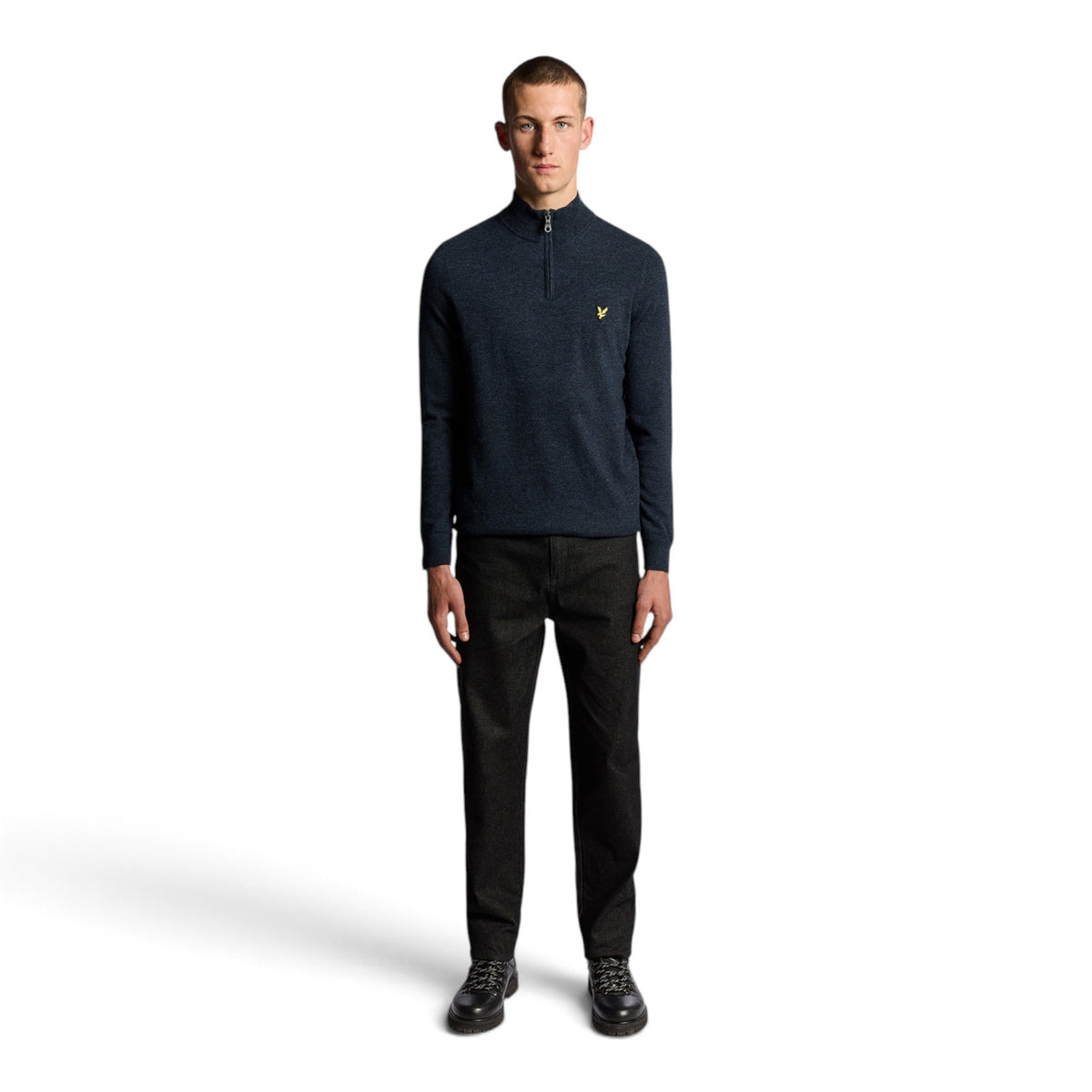 MAGLIONE CON ZIP 1/4 IN MISTO LANA D'AGNELLO