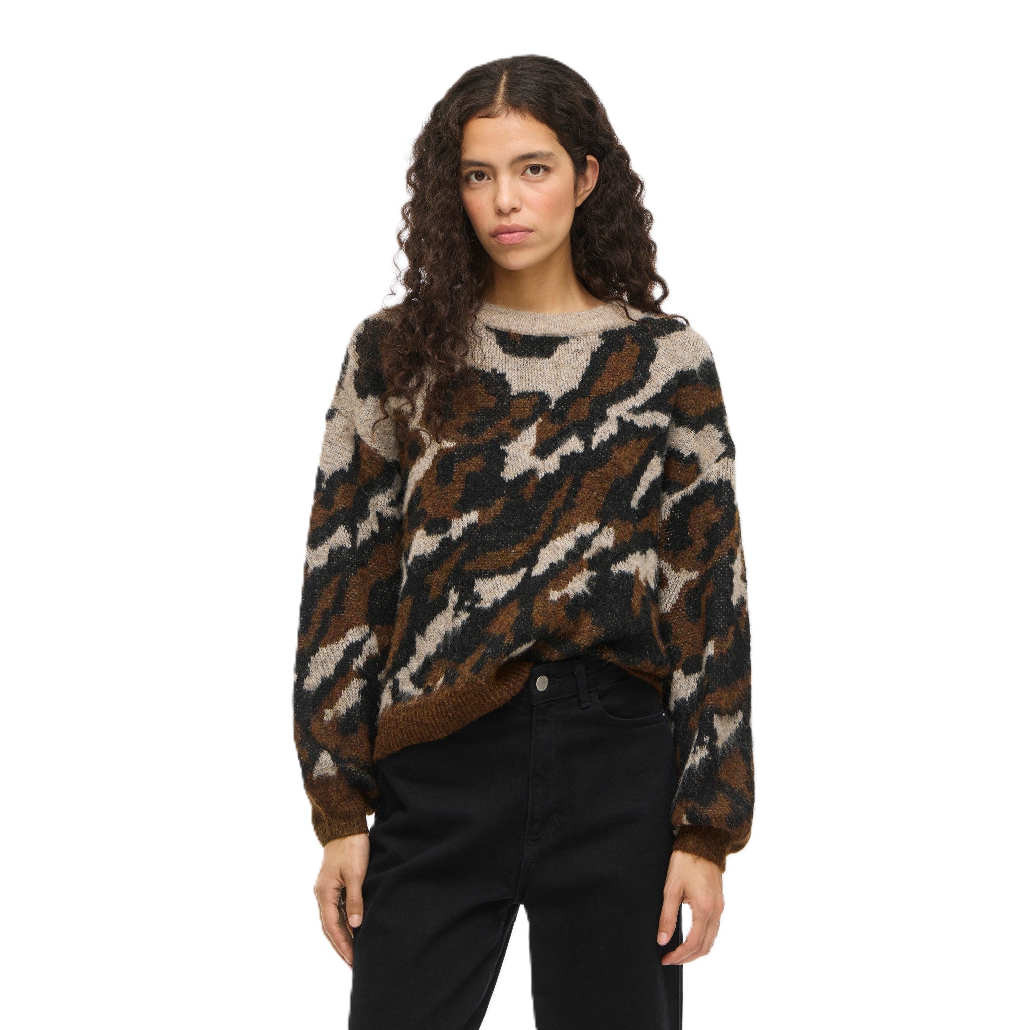 VILOMA O-NECK JACQUARD KNIT TOP