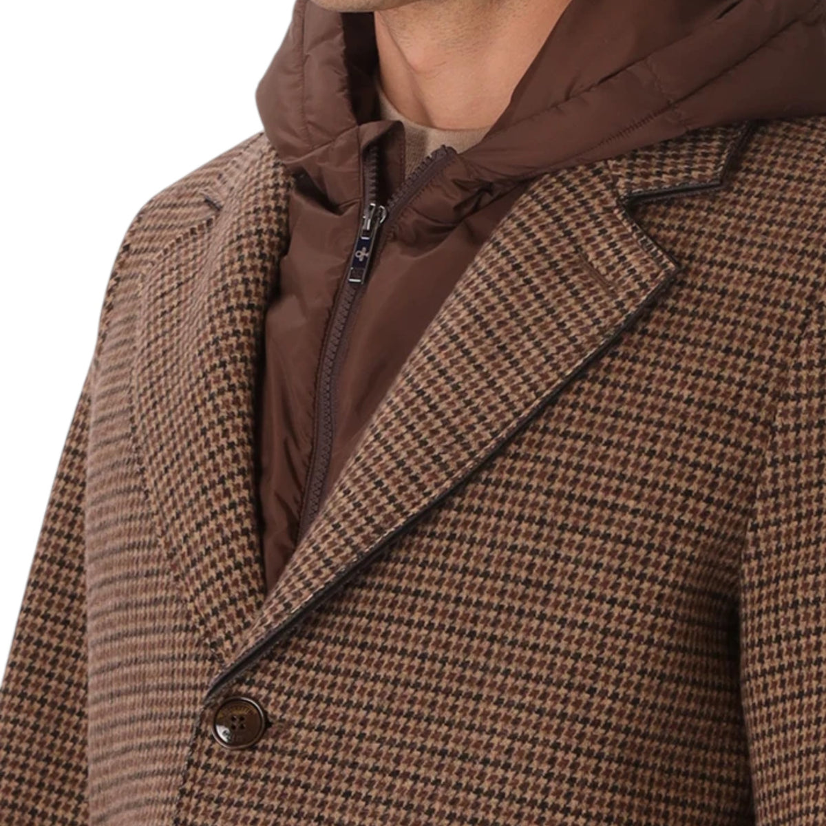 CAPPOTTO RAFFAELLE IN MISTO COTONE MICRO CHECK CON PETTORINA STACCABILE