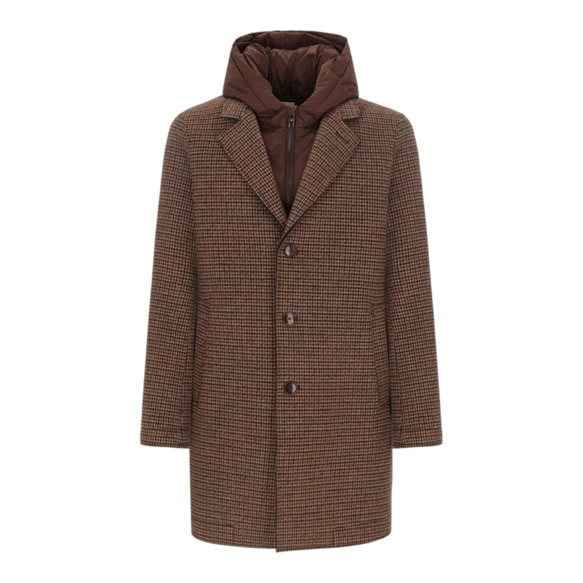 CAPPOTTO RAFFAELLE IN MISTO COTONE MICRO CHECK CON PETTORINA STACCABILE