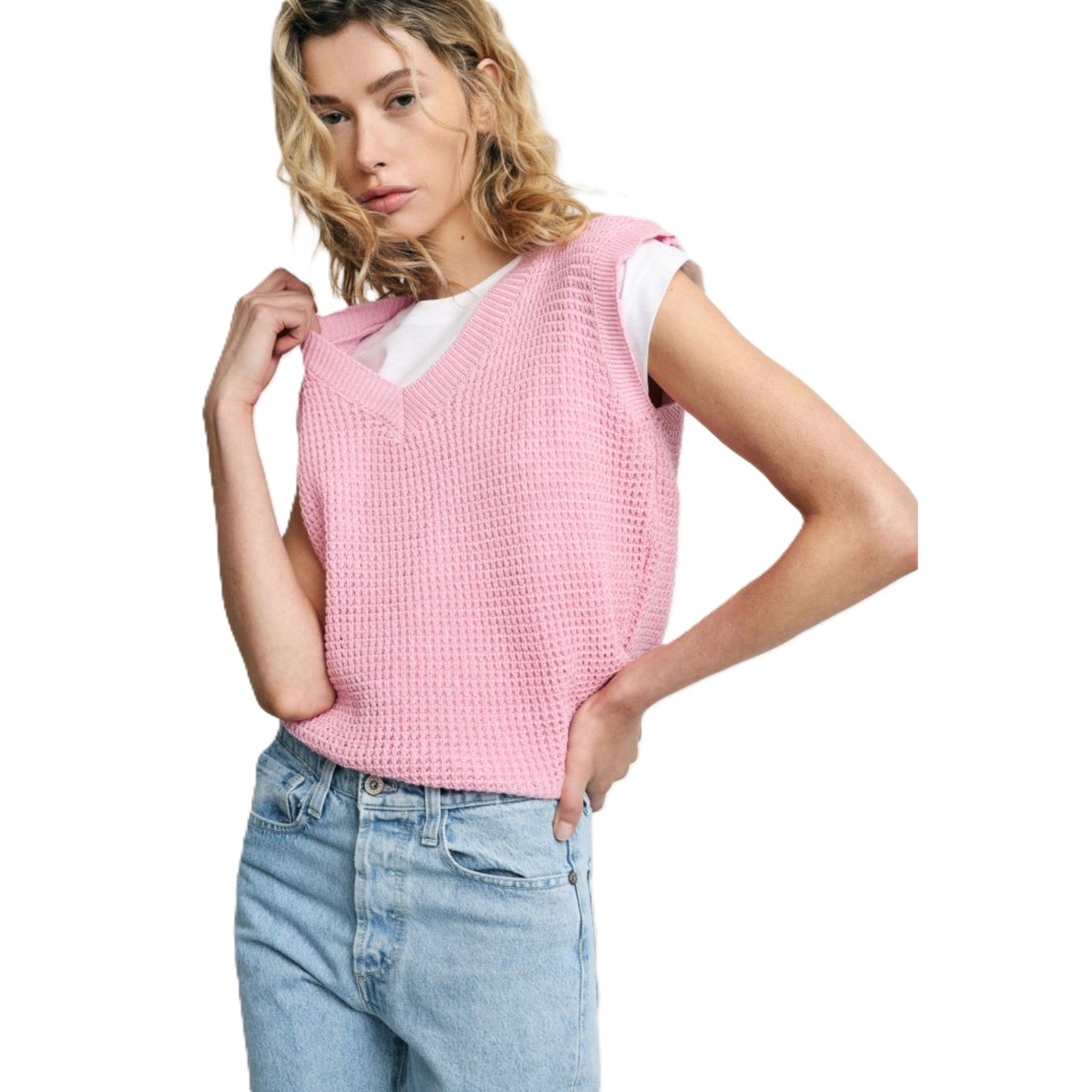 TOP A MAGLIA CON SCOLLO A V