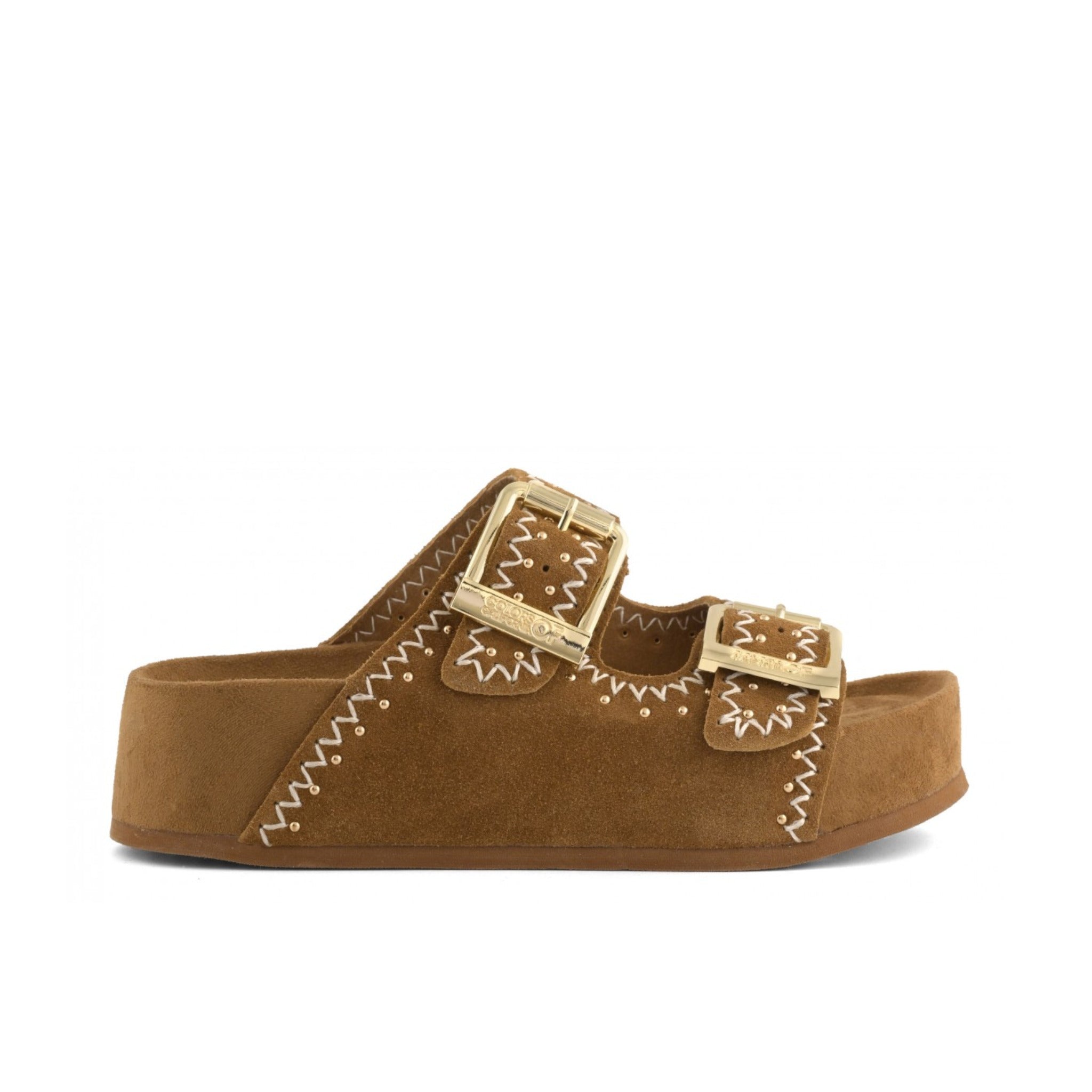 PLATFORM IN PELLE SCAMOSCIATA E STRASS