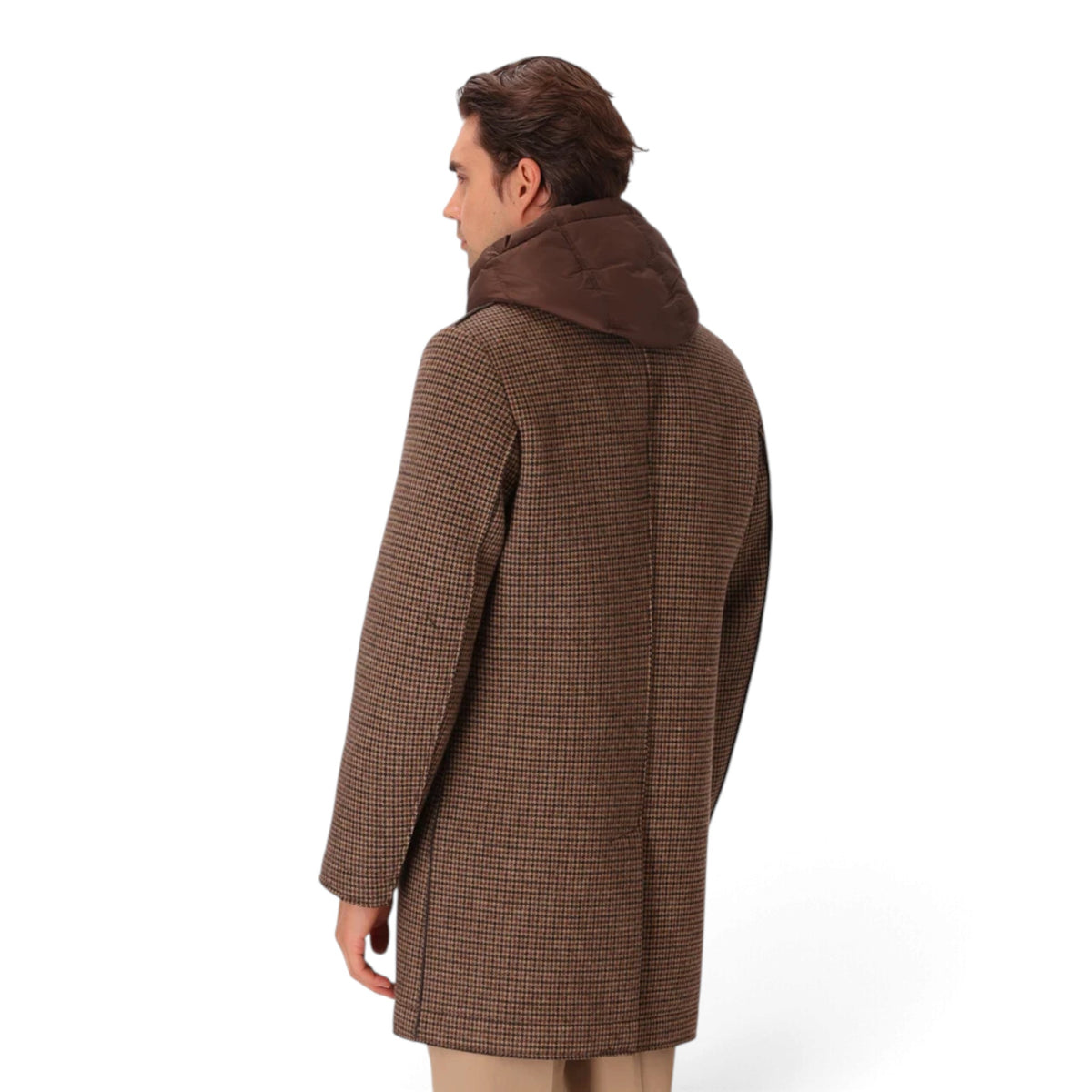 CAPPOTTO RAFFAELLE IN MISTO COTONE MICRO CHECK CON PETTORINA STACCABILE