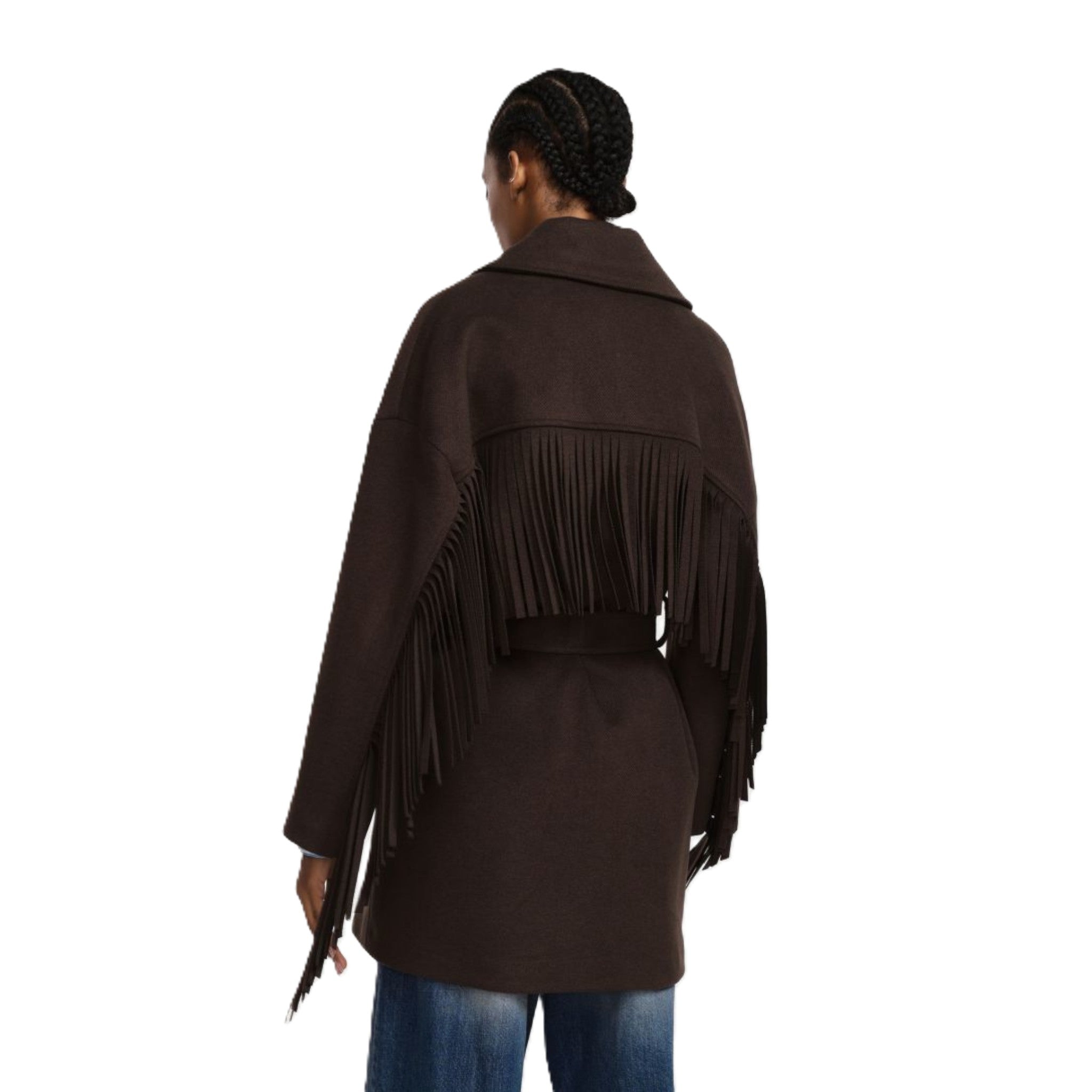 CAPPOTTO CON FRANGE E CINTURA