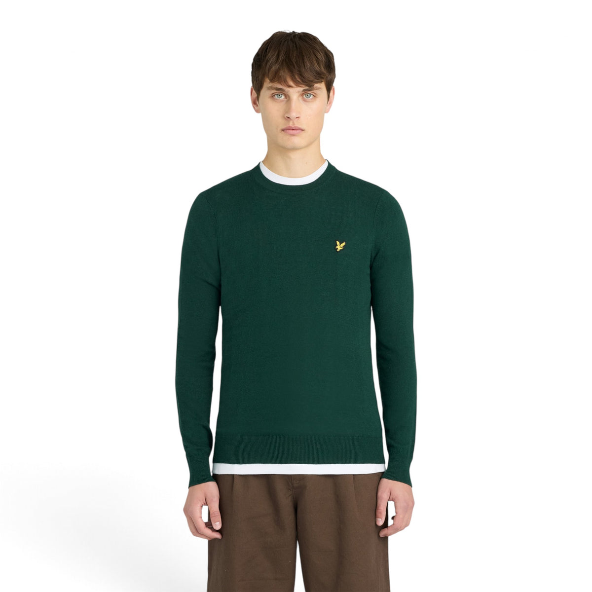 MAGLIONE GIROCOLLO IN COTONE E LANA MERINO