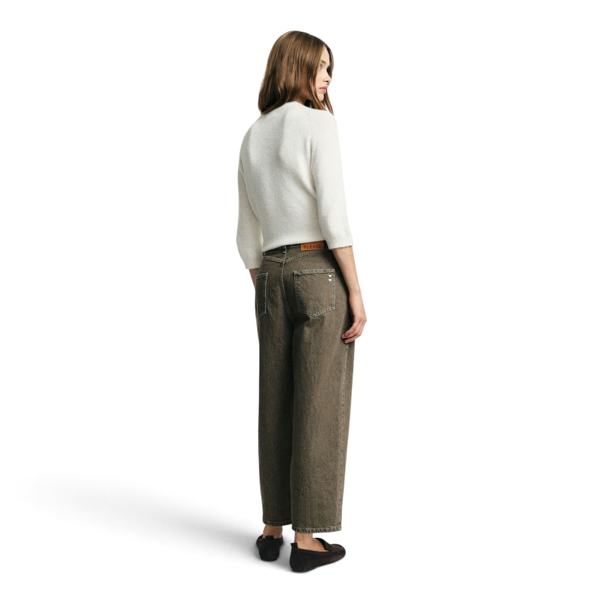 JEANS TAPERED CROPPED CON PIEGA