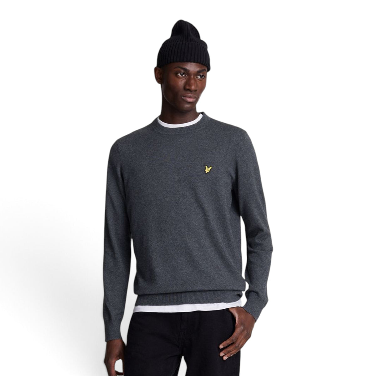 MAGLIONE GIROCOLLO IN COTONE E LANA MERINO