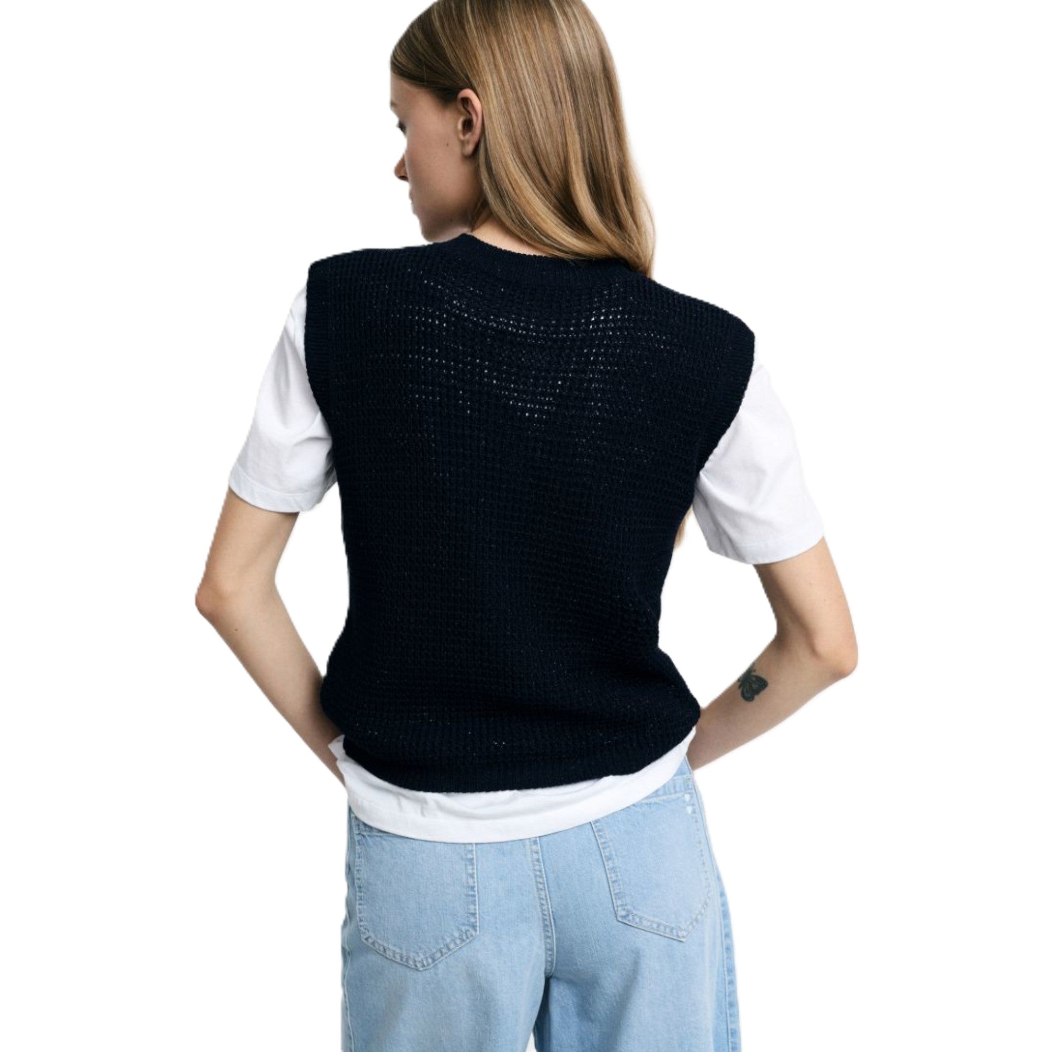 TOP A MAGLIA CON SCOLLO A V