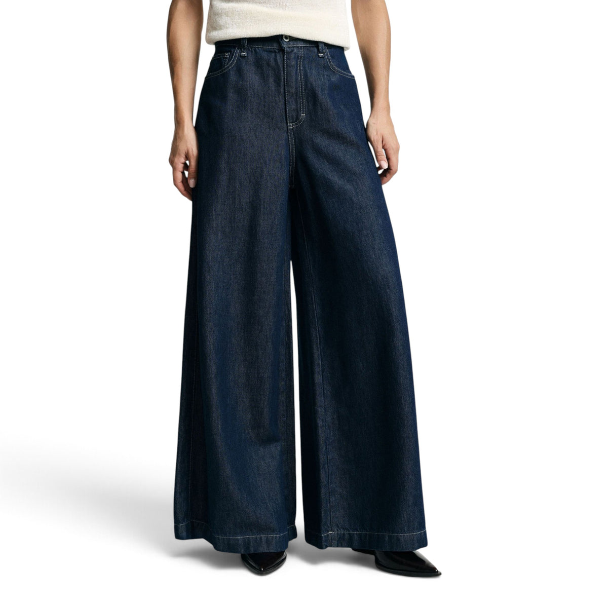 JEANS SCURI A GAMBA MOLTO AMPIA VITA MEDIA