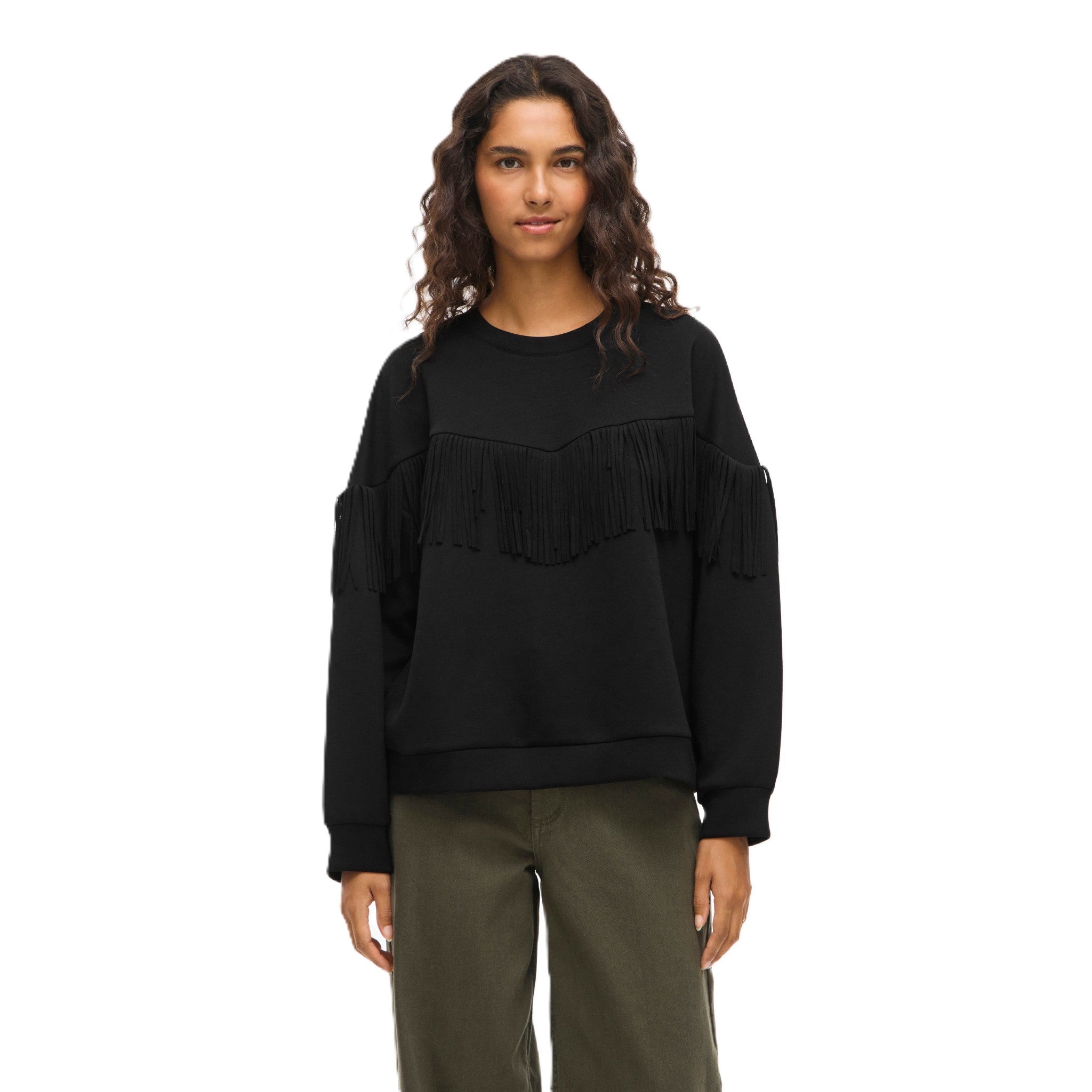 VIREFLECT O-NECK FRINGE SWEATSHIRT