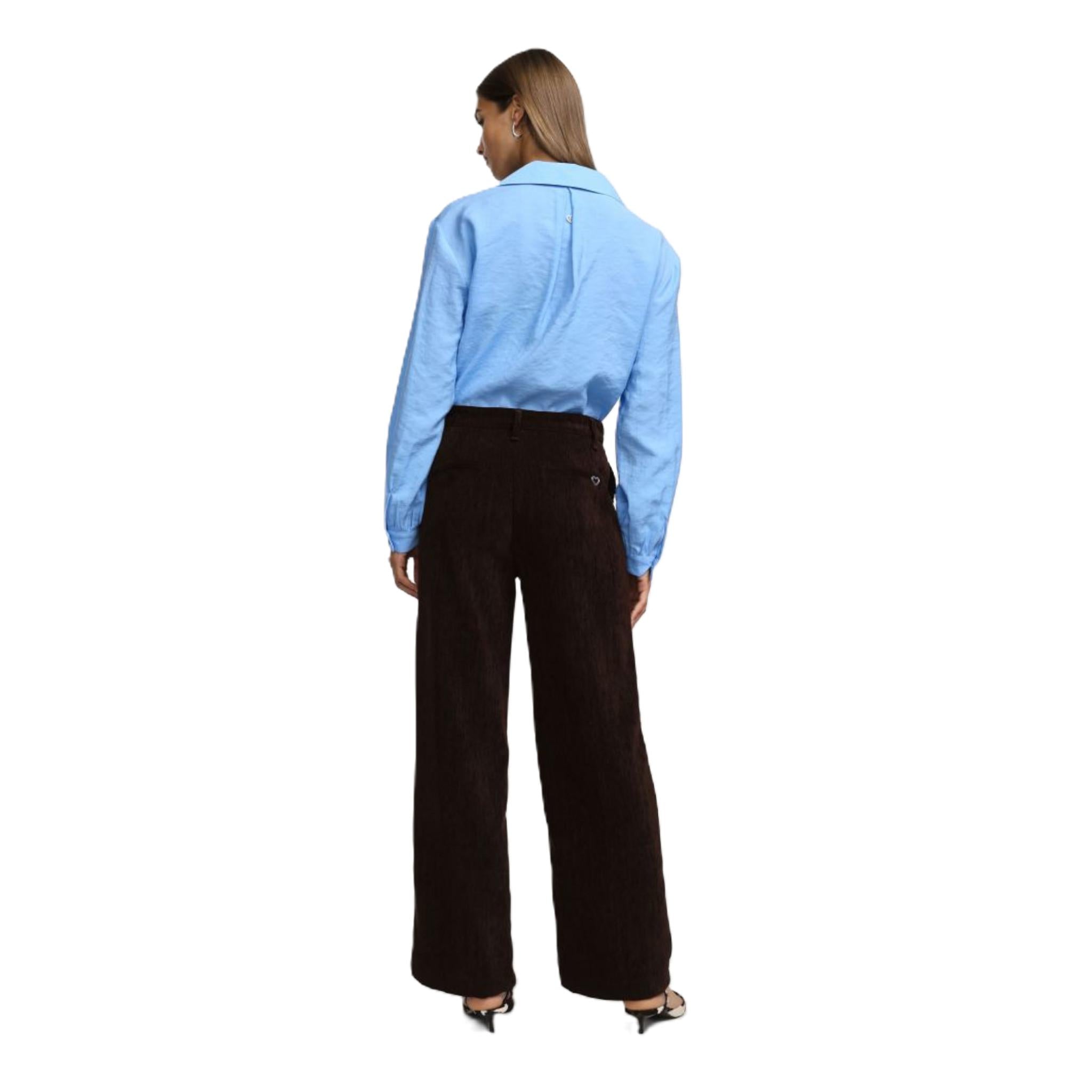 PANTALONI TEXTURIZZATI A GAMBA AMPIA CON VITA ALTA