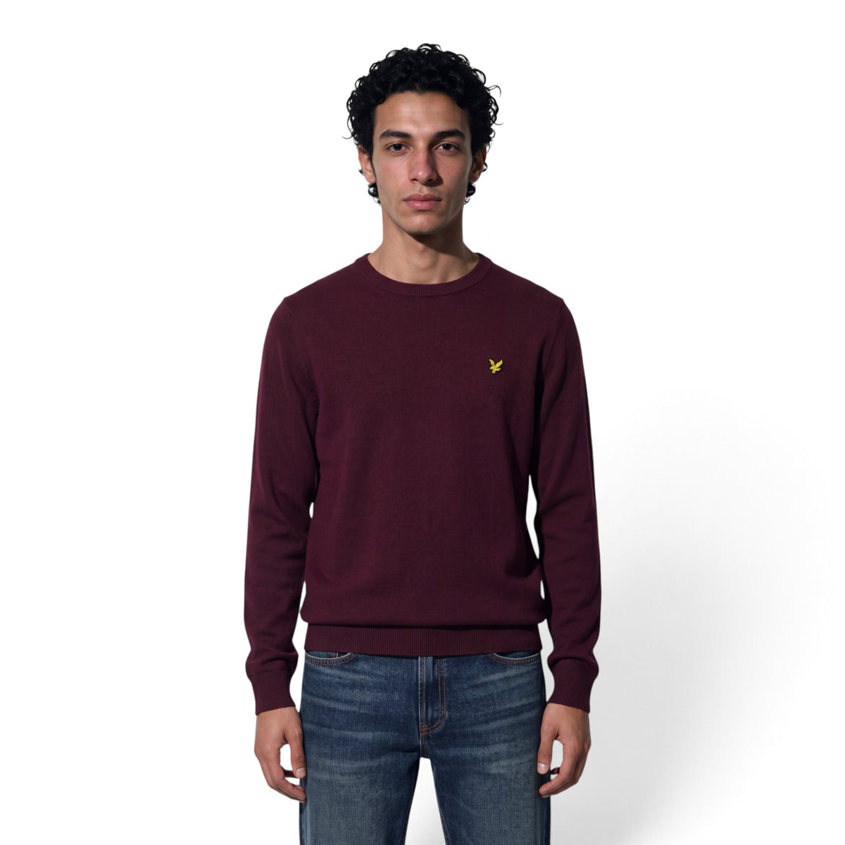 MAGLIONE GIROCOLLO IN COTONE E LANA MERINO