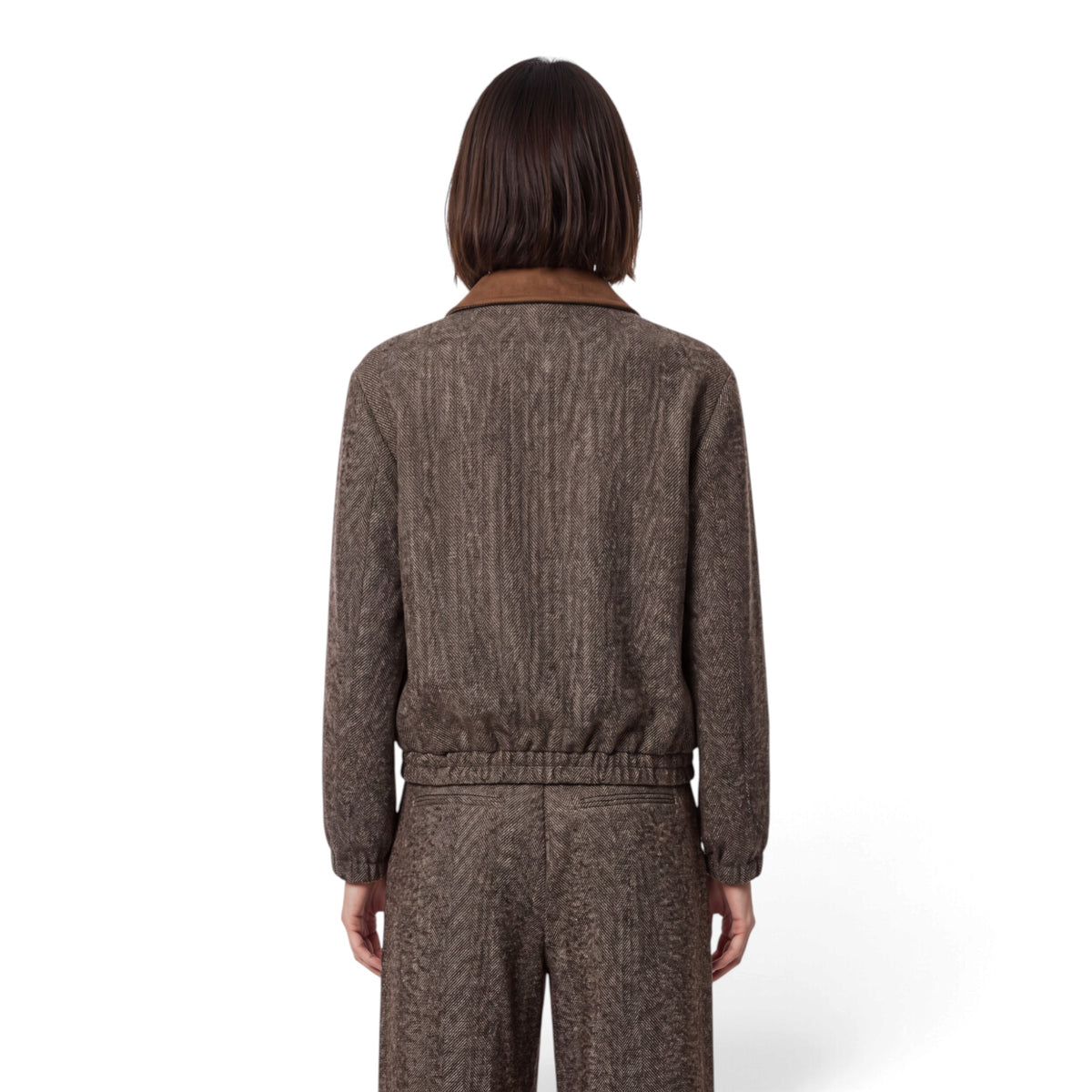 ALBERTE HERRINGBONE BOMBER JACKET