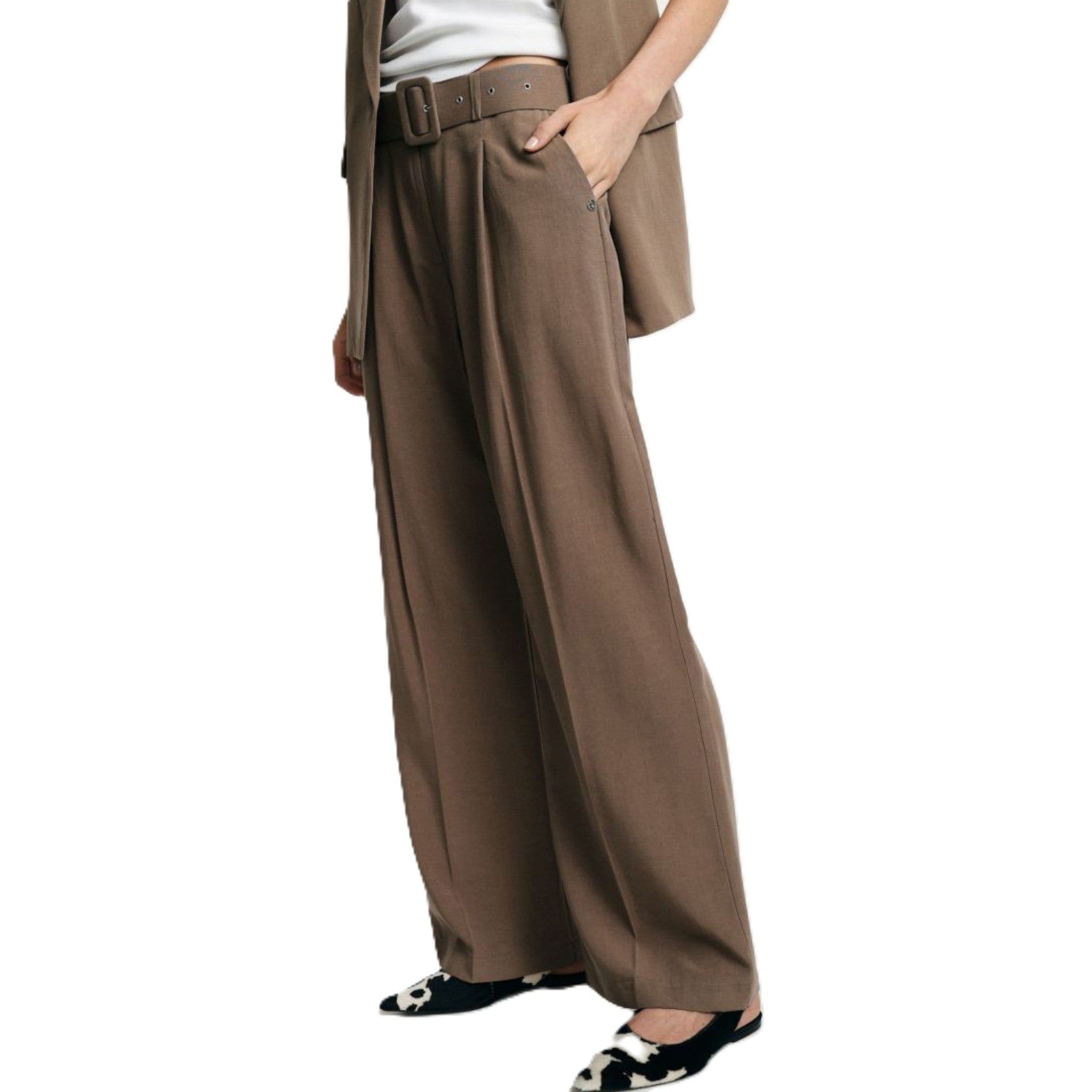 PANTALONI PALAZZO A VITA ALTA CON CINTURA