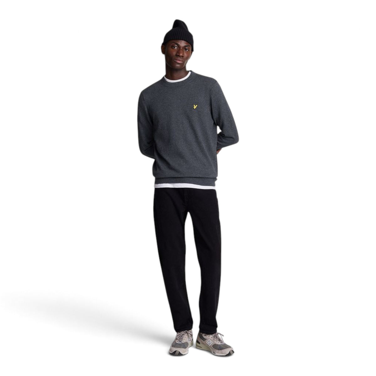 MAGLIONE GIROCOLLO IN COTONE E LANA MERINO