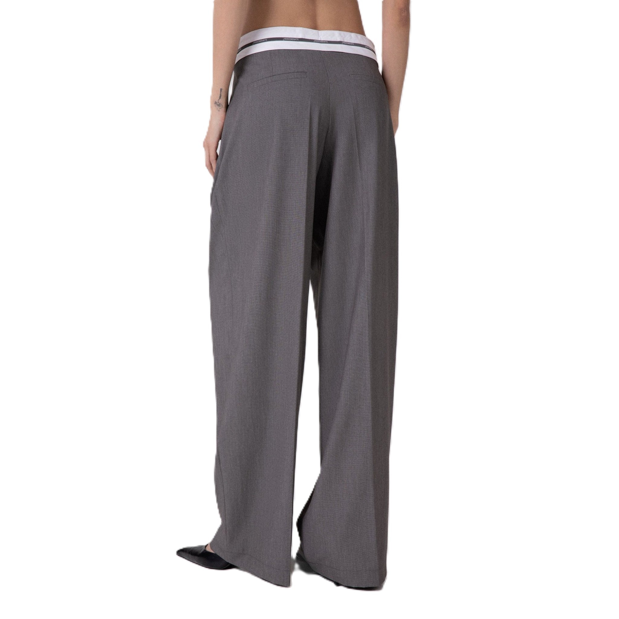 PANTALONE DRITTO CON PENCES CON CINTO LOGATO