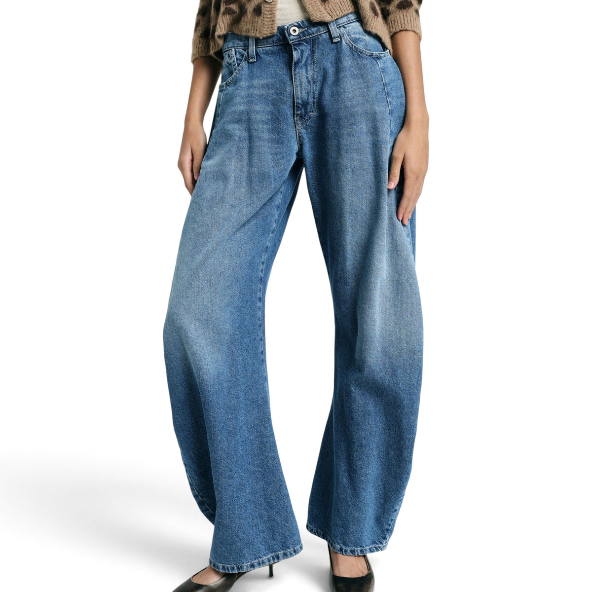 JEANS A GAMBA EXTRA AMPIA TAPERED CON CUCITURE