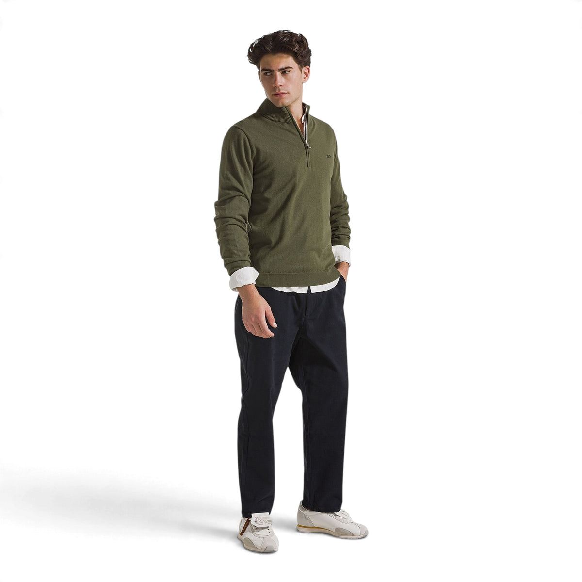 MAGLIA IN COTONE E LANA CON ZIP