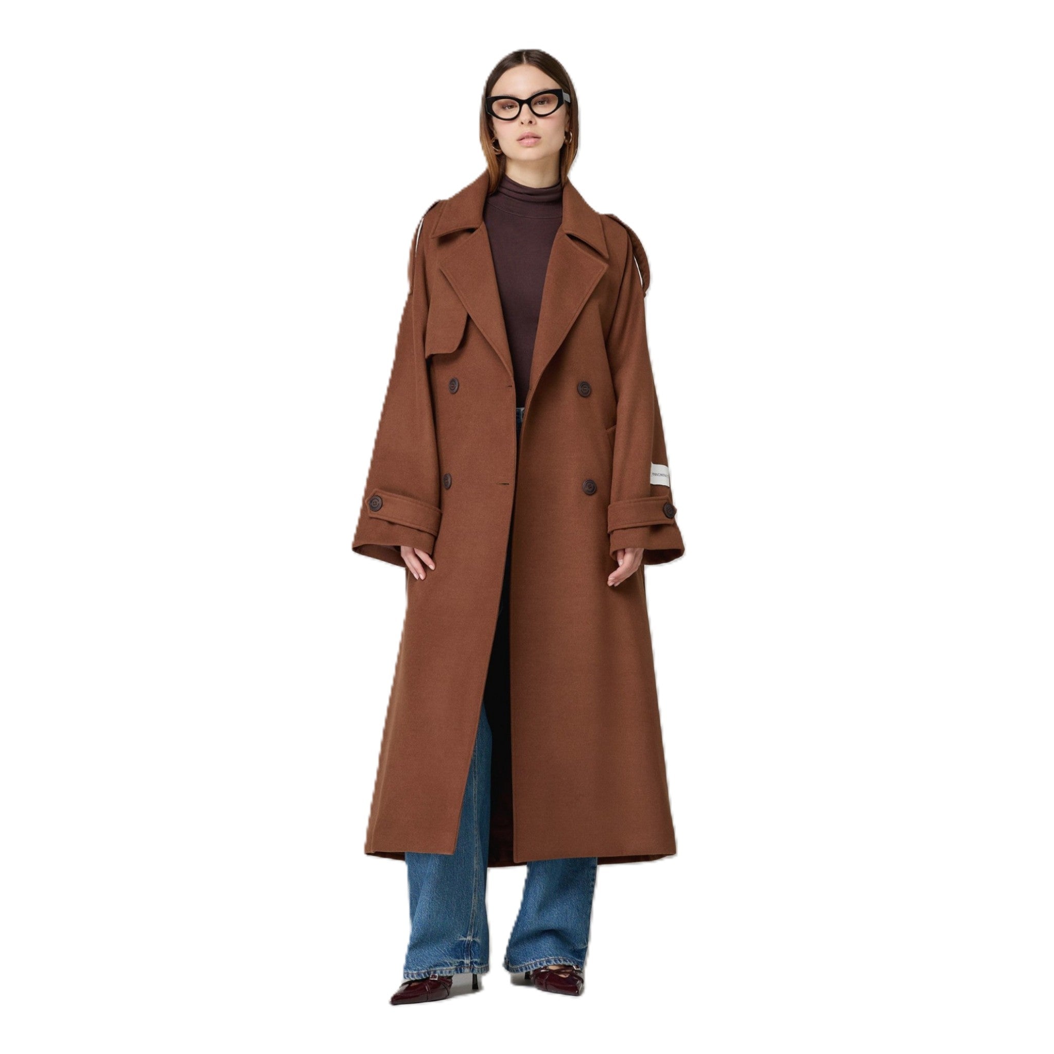 CAPPOTTO OVER IN PANNO CON CINTURA E SPACCO DIETRO