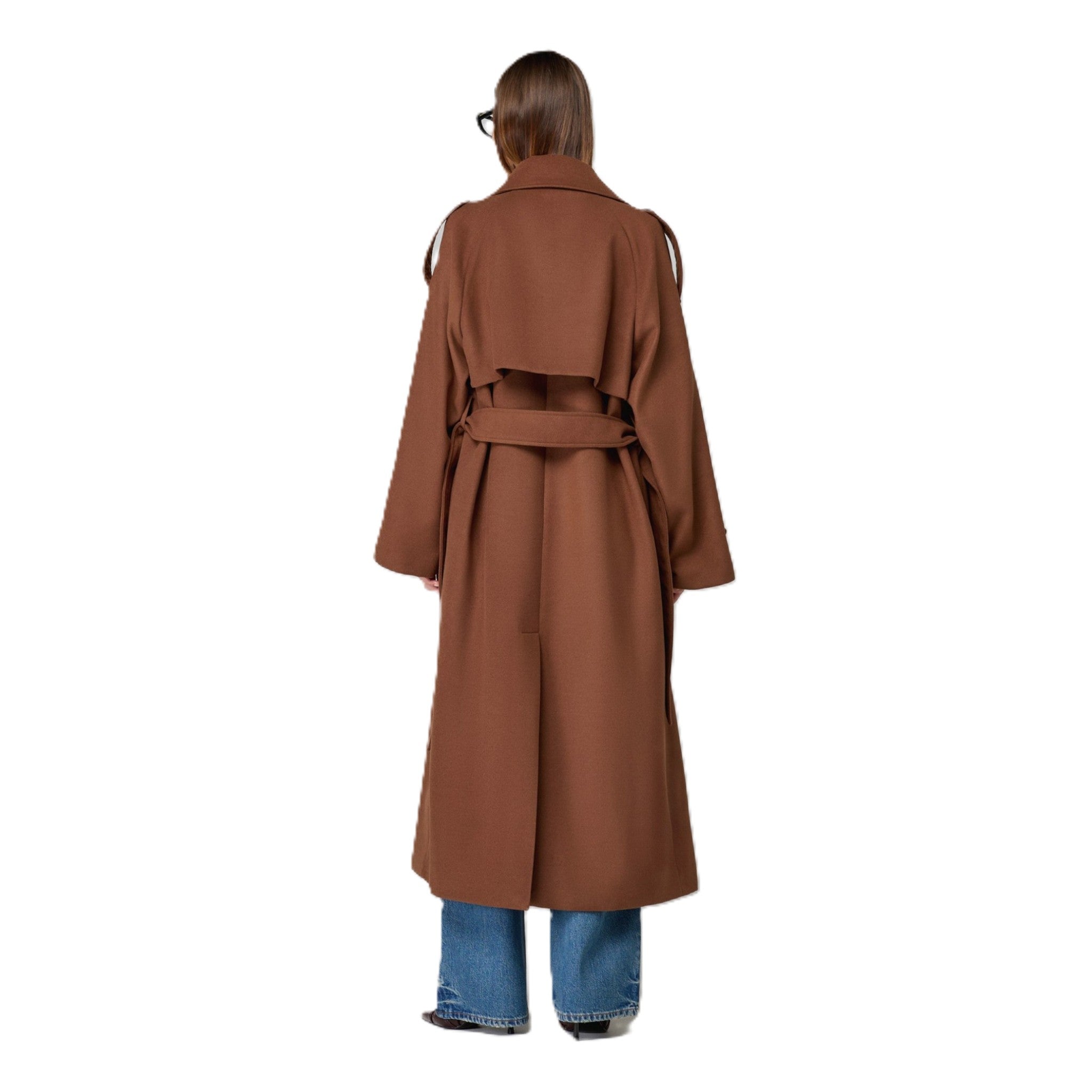 CAPPOTTO OVER IN PANNO CON CINTURA E SPACCO DIETRO