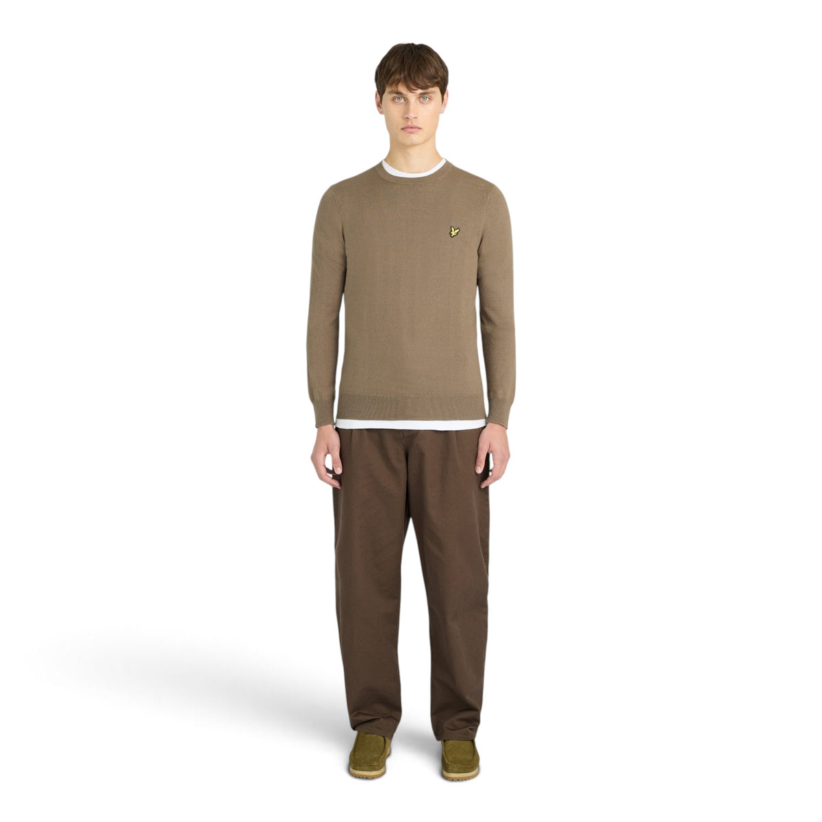MAGLIONE GIROCOLLO IN COTONE E LANA MERINO