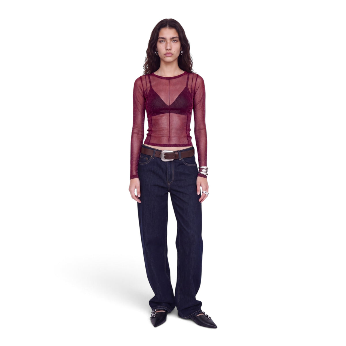 MINNA MESH GLITTER TOP