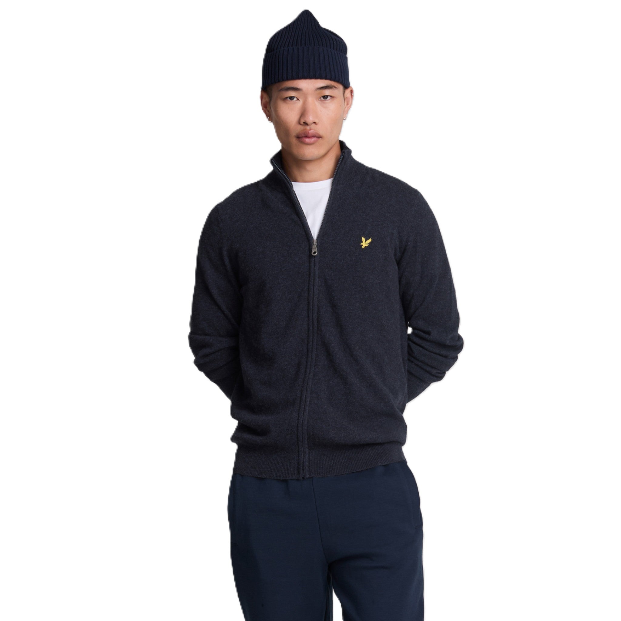 LAMBSWOOL BLEND ZIP THROUGH CARDIGAN