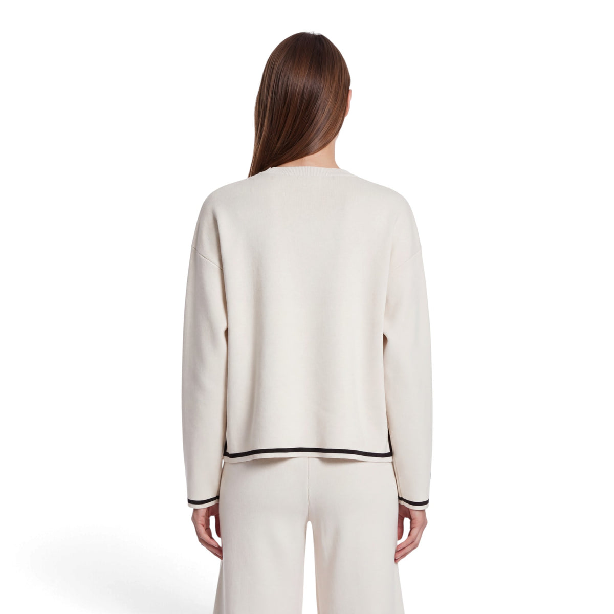 SWAY O-NECK CONTRAST KNIT