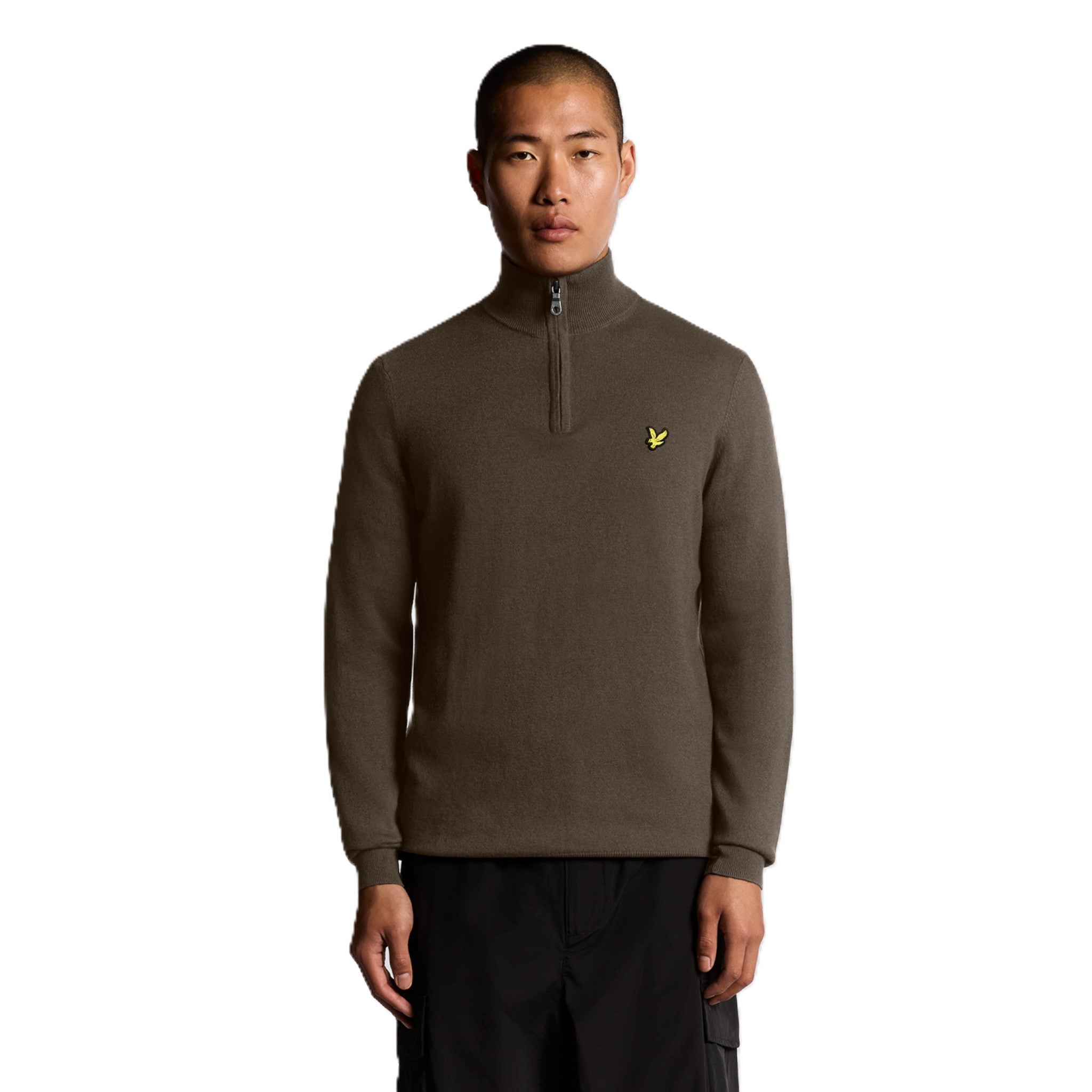 COTTON MERINO QUARTER ZIP JUMPER