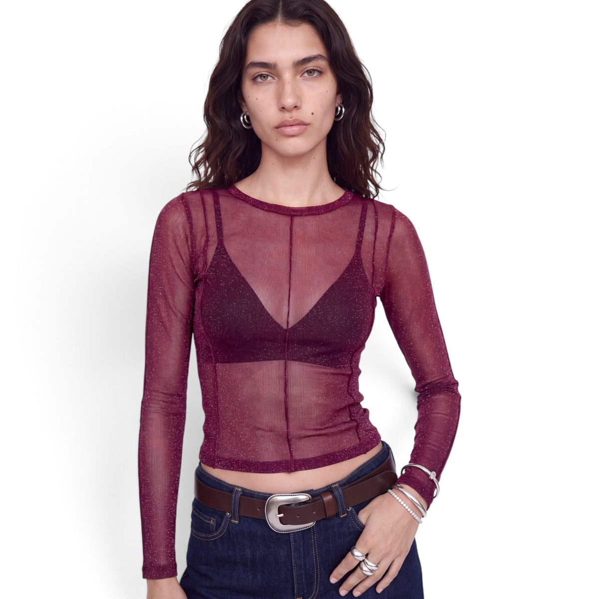 MINNA MESH GLITTER TOP