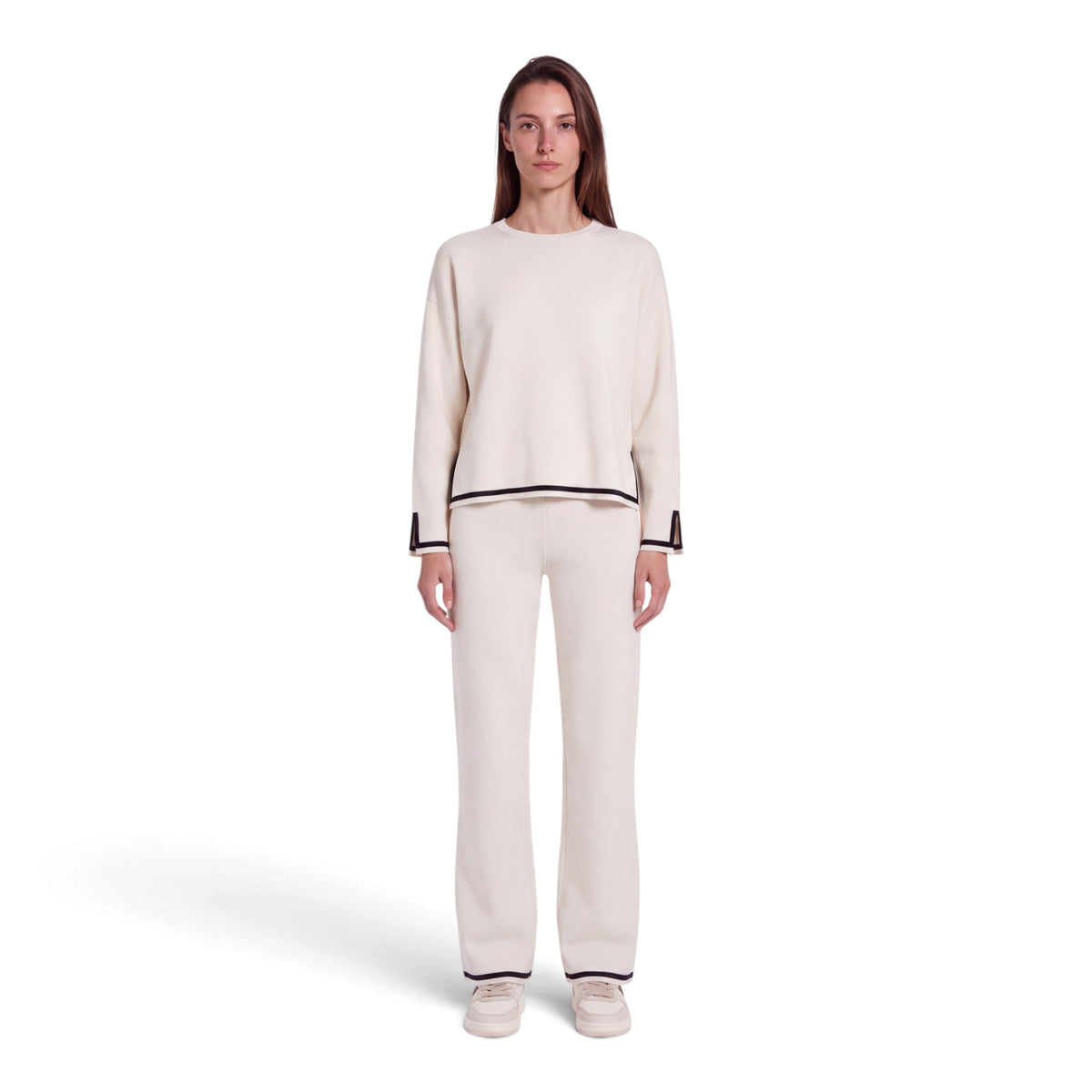 SWAY O-NECK CONTRAST KNIT